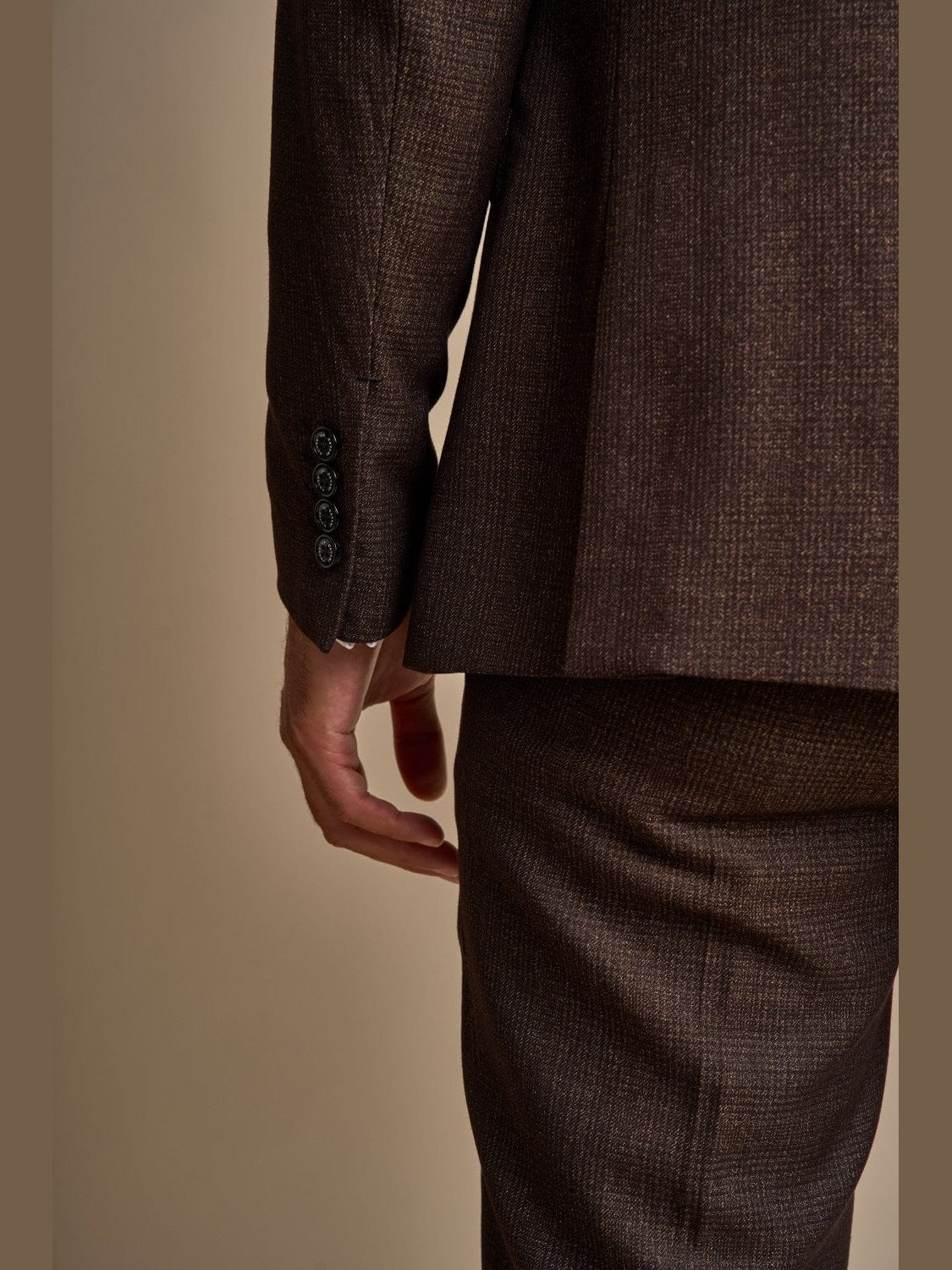 CARIDI – TAILORED FIT 3 PIECE SUIT IN BROWN CHECK CAVANI