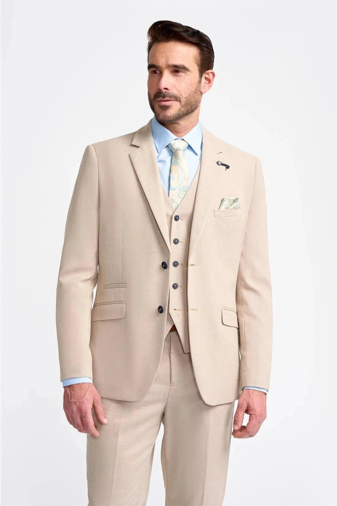MIAMI – STONE TAILORED FIT LINEN BLEND BLAZER CAVANI