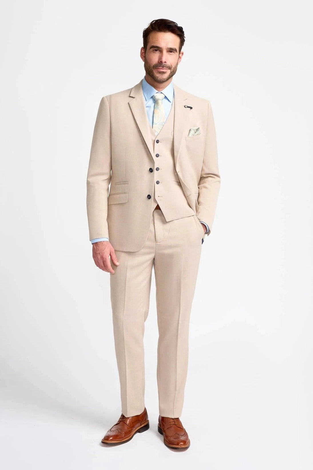 MIAMI – STONE TAILORED FIT LINEN BLEND BLAZER CAVANI