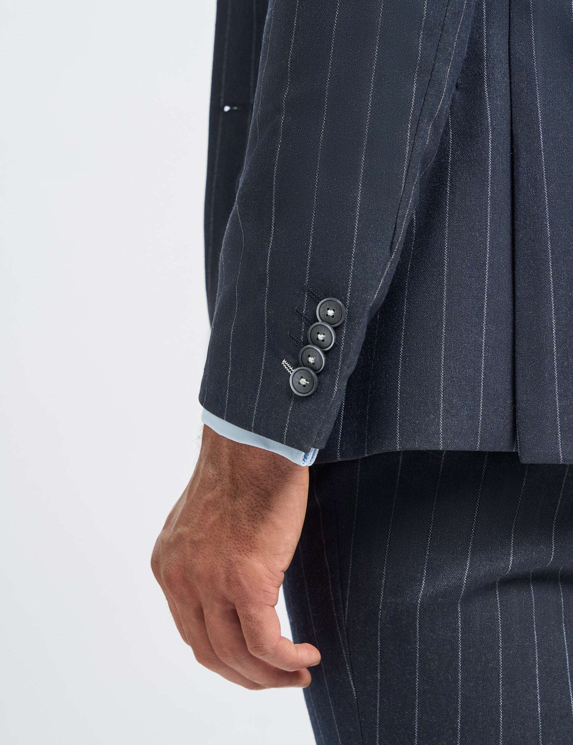 INVINCIBLE – NAVY 3 PIECE PINSTRIPE SUIT TAILORED FIT CAVANI