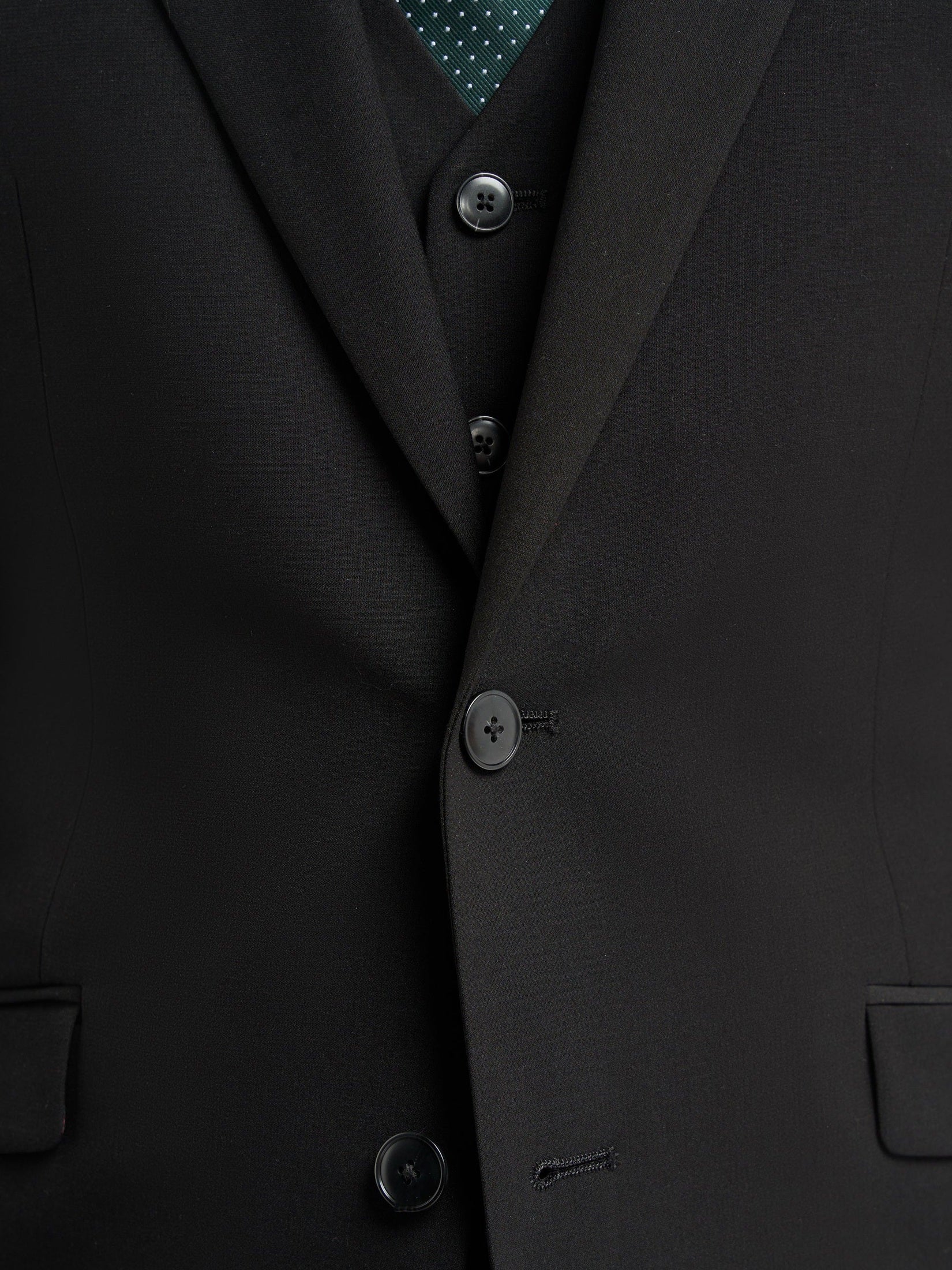 MALIBU – BLACK 3 PIECE TAILORED FIT SUIT CAVANI