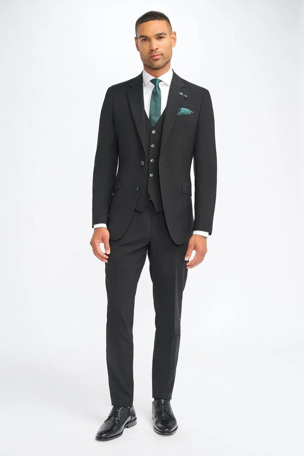 MALIBU – BLACK 3 PIECE TAILORED FIT SUIT CAVANI