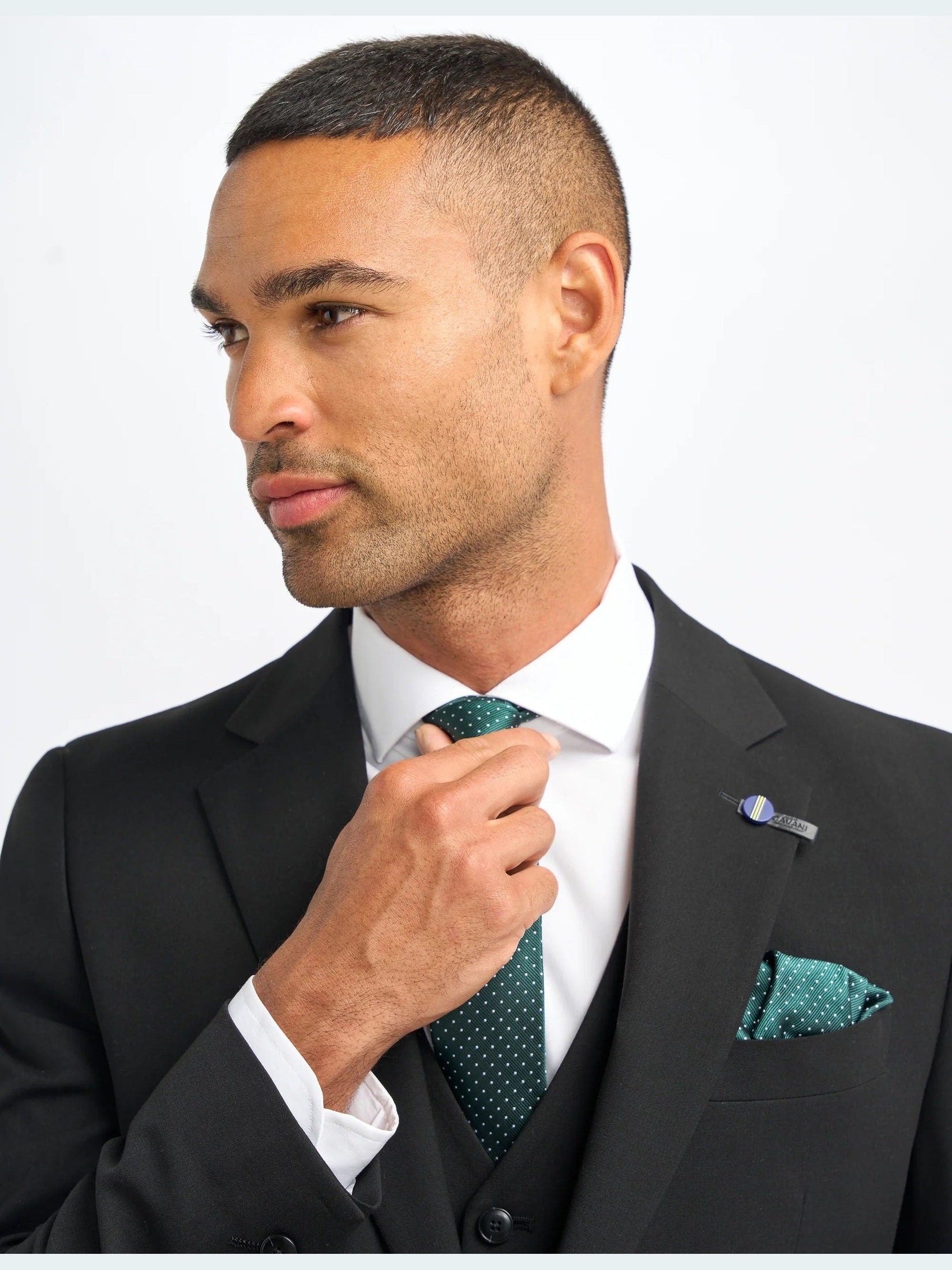 MALIBU – BLACK 3 PIECE TAILORED FIT SUIT CAVANI