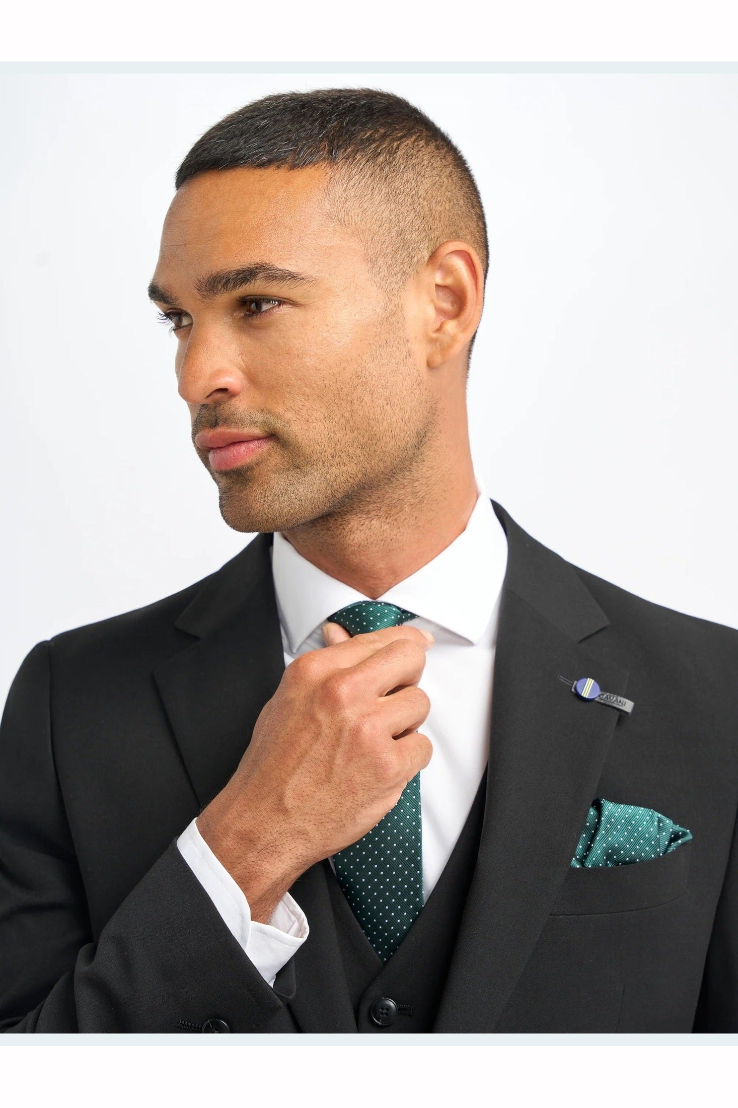 MALIBU – BLACK 3 PIECE TAILORED FIT SUIT CAVANI