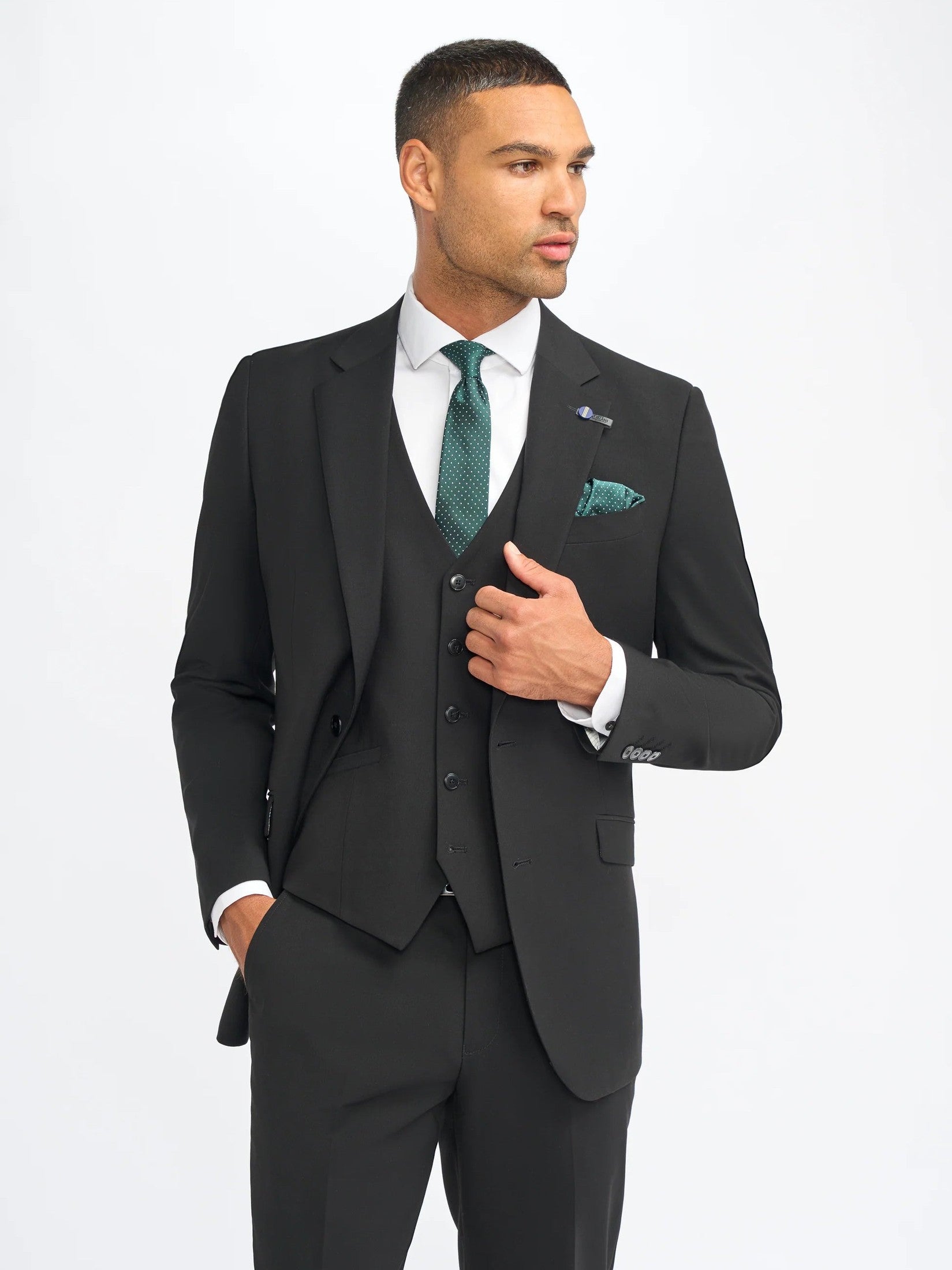 MALIBU – BLACK 3 PIECE TAILORED FIT SUIT CAVANI