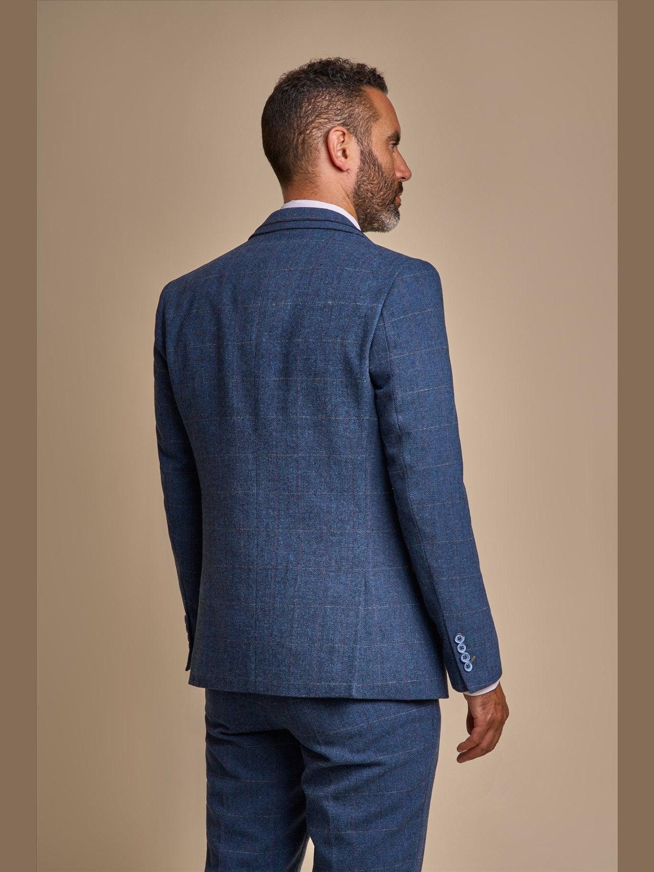 MENS CARNEGI NAVY TWEED THREE PIECE SUIT CAVANI