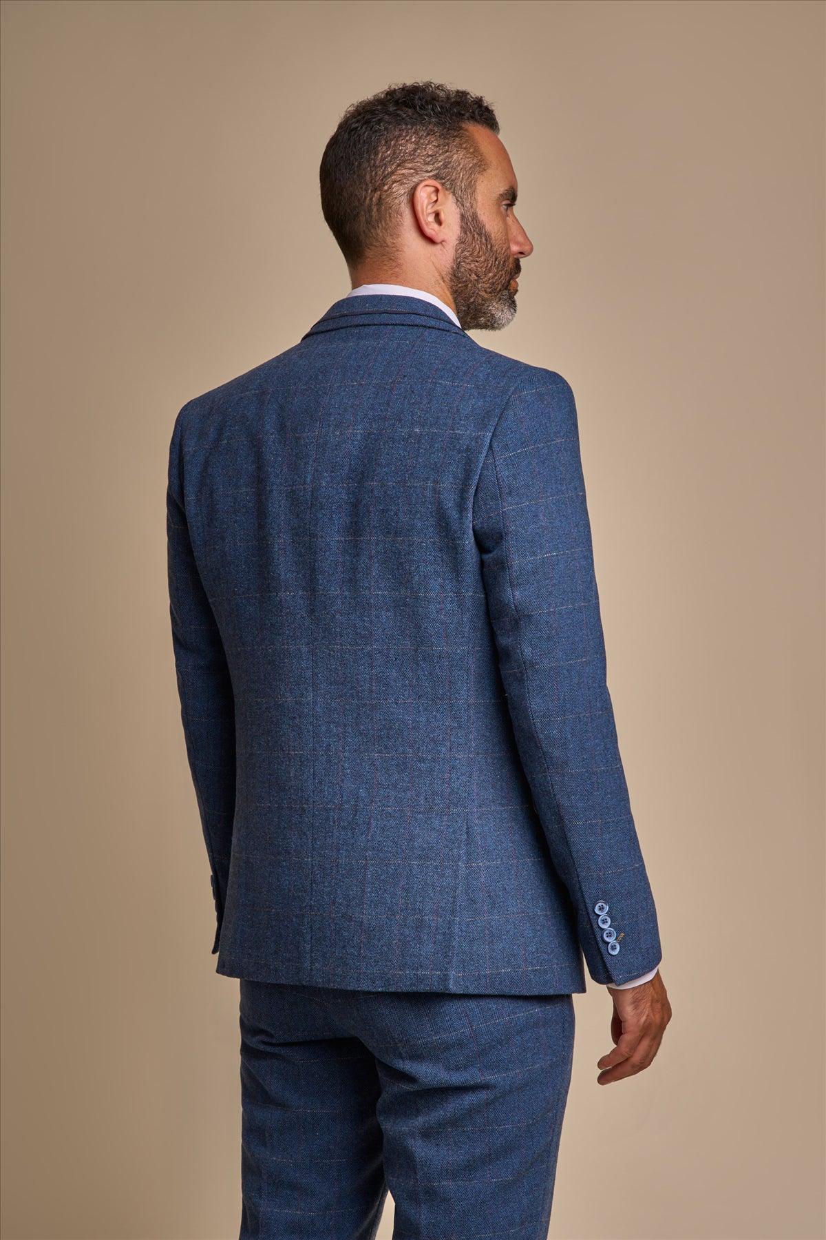 CARNEGI - BLUE TWEED CHECK BLAZER CAVANI