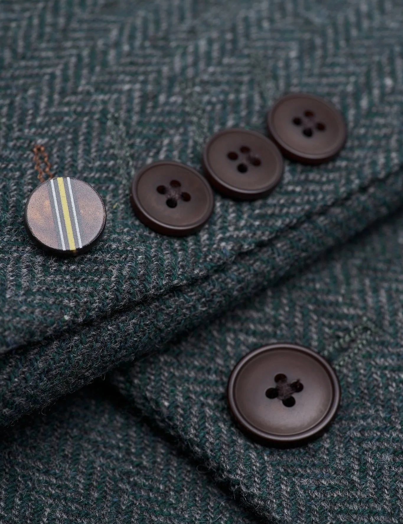 CAVANI – Thomas Olive Green Wool Blend Herringbone Jacket