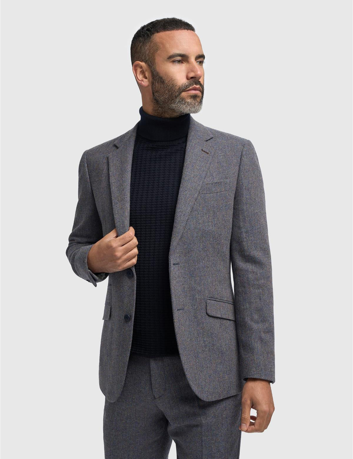 CAVANI – Thomas Savoy Grey Wool Rich Herringbone Jacket