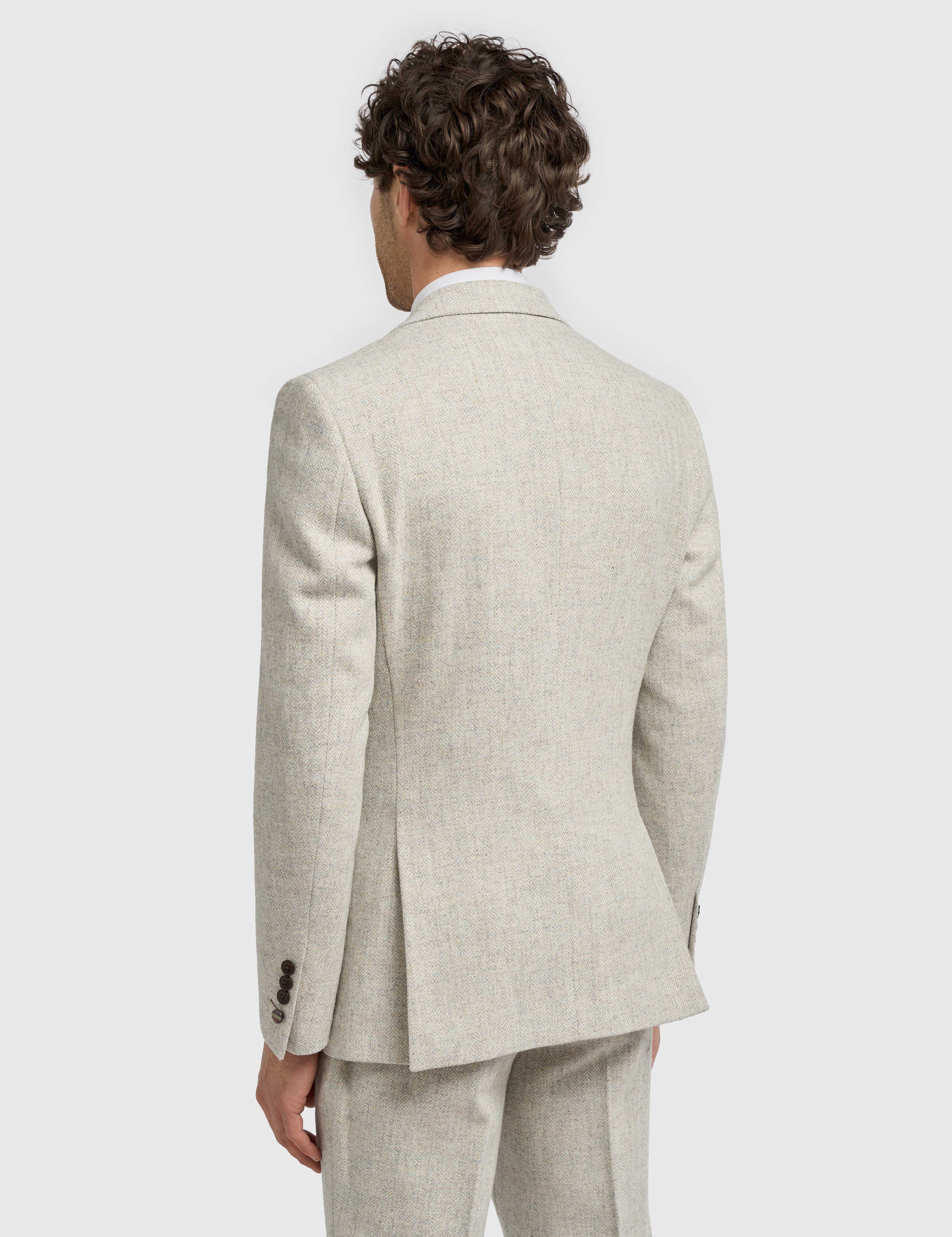 CAVANI – Thomas Pearl Grey Wool Rich Herringbone Jacket