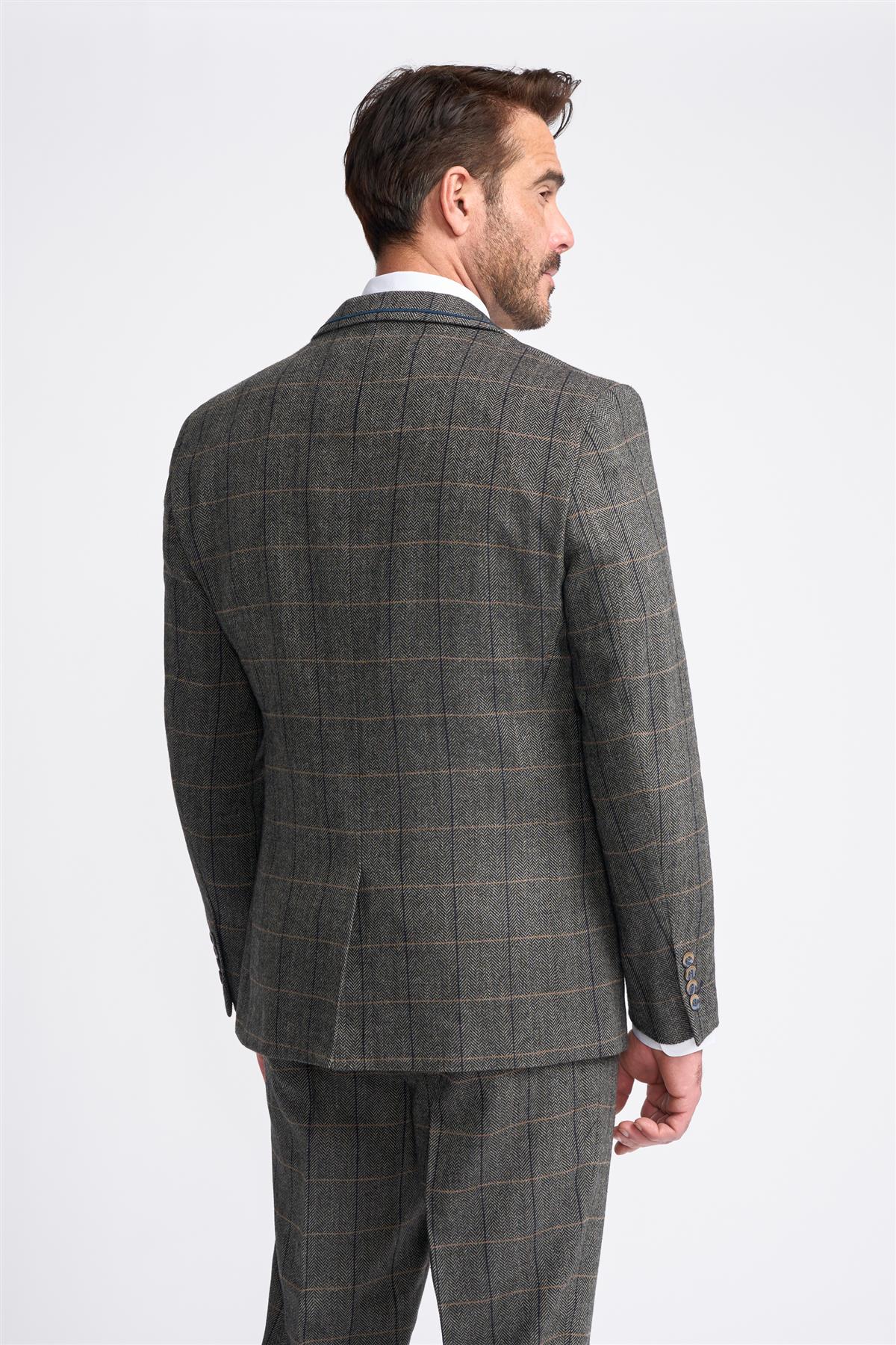 MENS ALBERT GREY TWEED THREE PIECE SUIT CAVANI