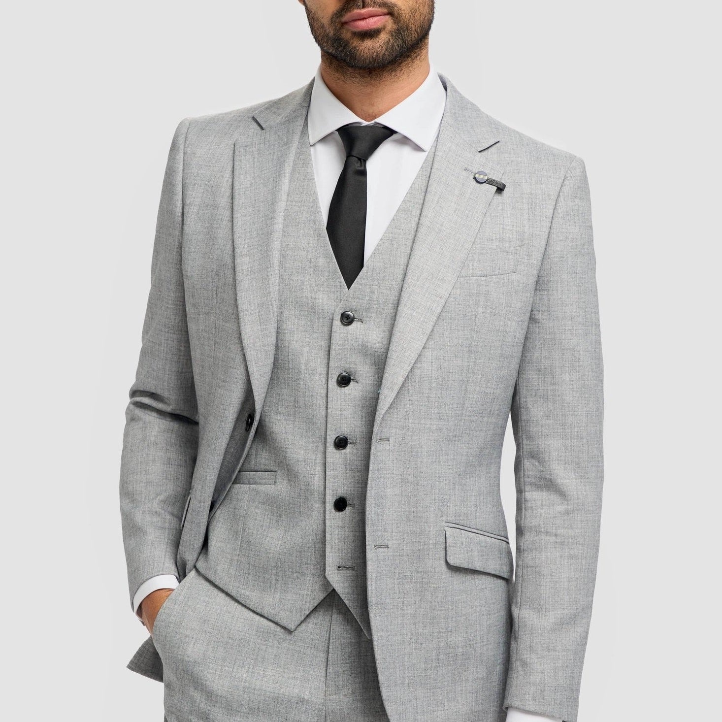 Cavani – Malibu Grey Sharkskin Tailored Fit Jacket for Men’s