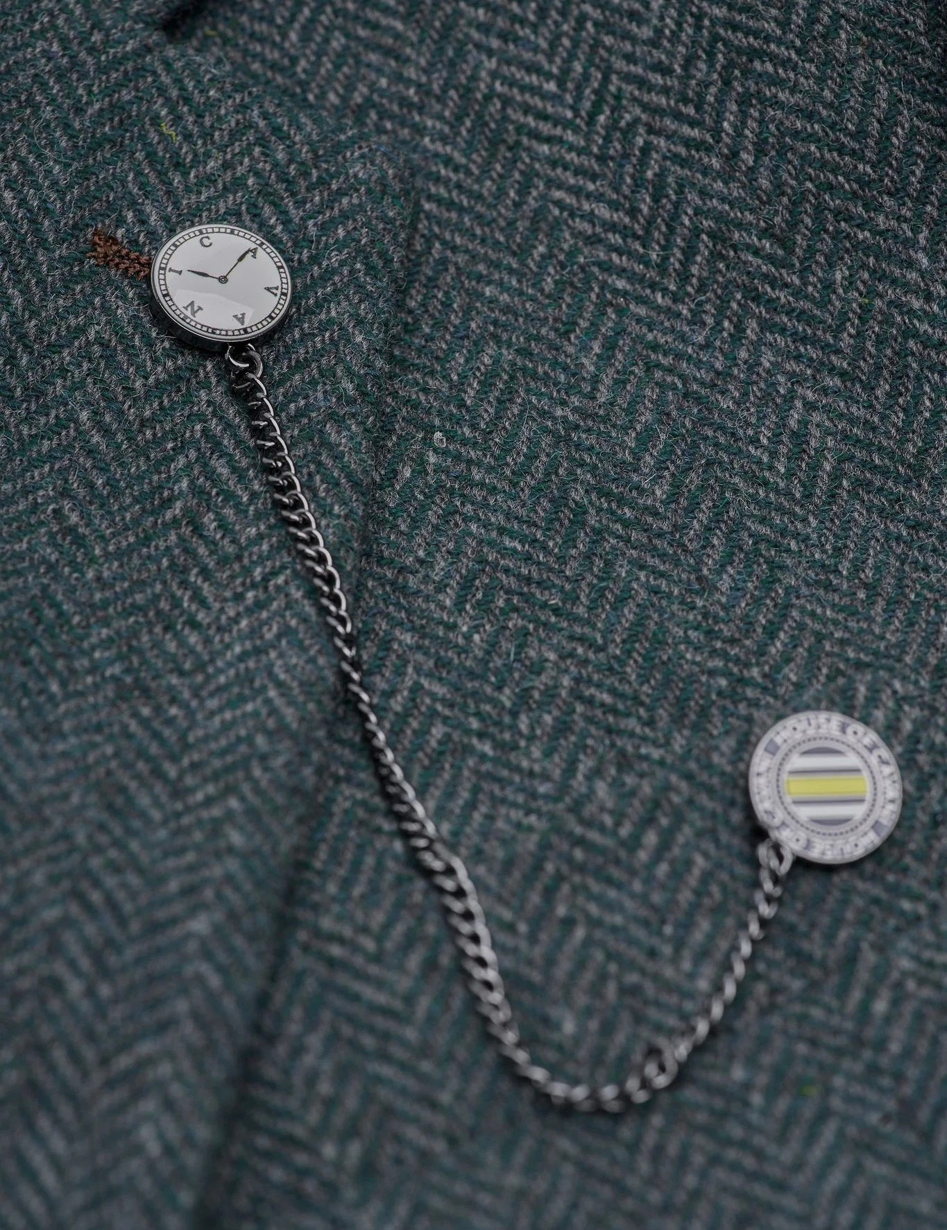 CAVANI – Thomas Olive Green Wool Blend Herringbone Jacket