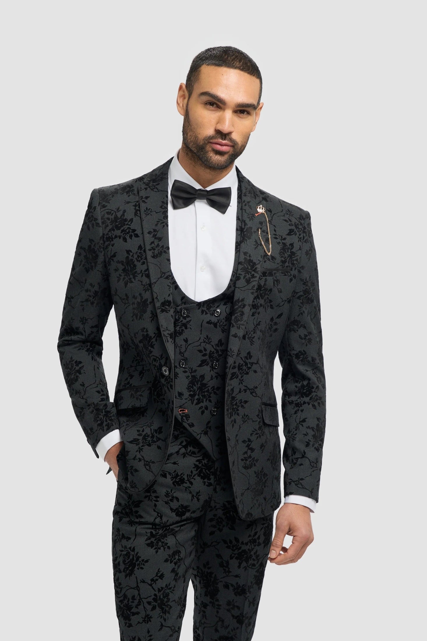 Cavani Georgi Men’s Black Floral Blazer