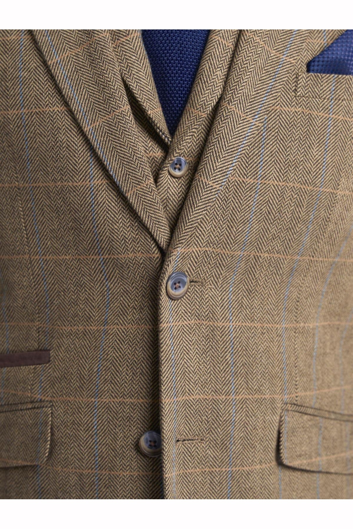 MENS ALBERT BROWN TWEED THREE PIECE SUIT CAVANI