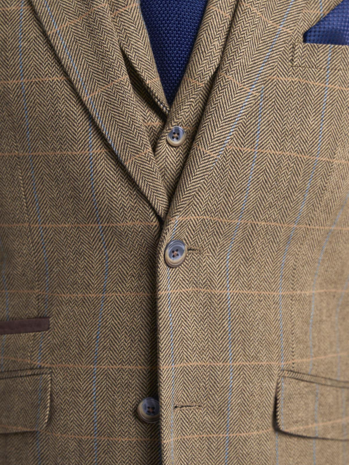 MENS ALBERT BROWN TWEED THREE PIECE SUIT CAVANI