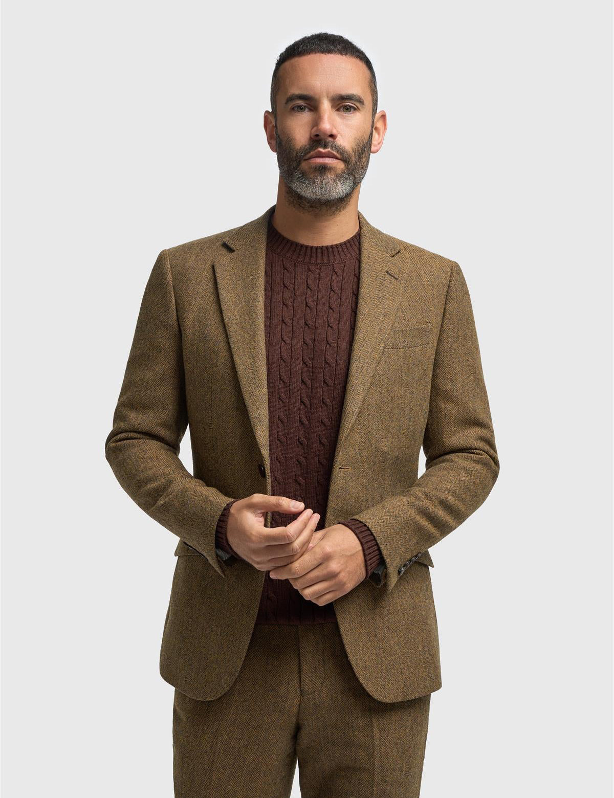 CAVANI – Thomas Brown Wool Rich Herringbone Jacket