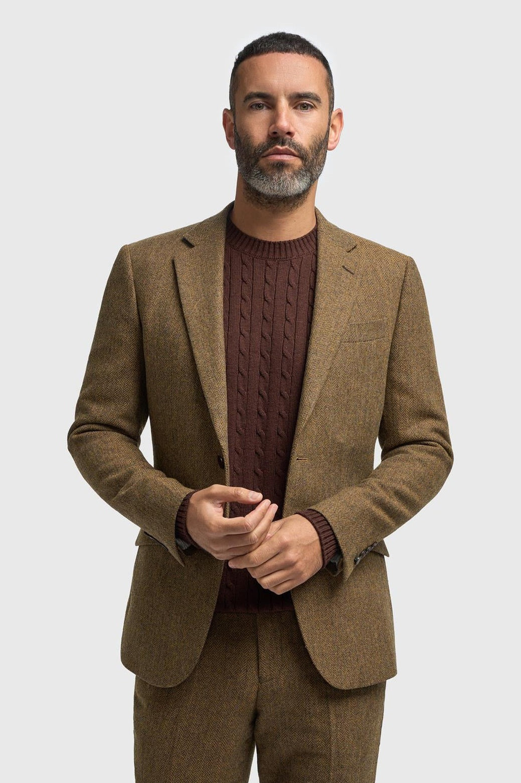 CAVANI – Thomas Brown Wool Rich Herringbone Jacket