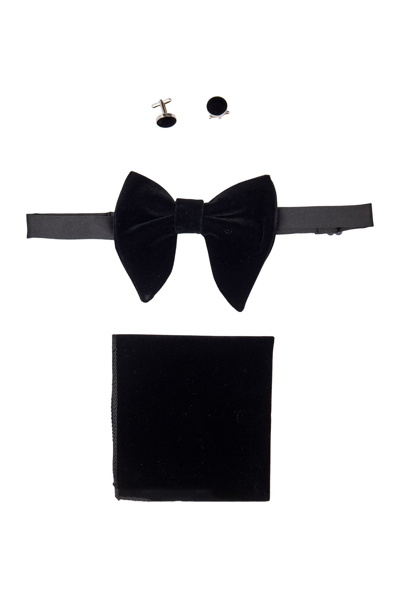 BIG BLACK VELVET BOW TIE SET