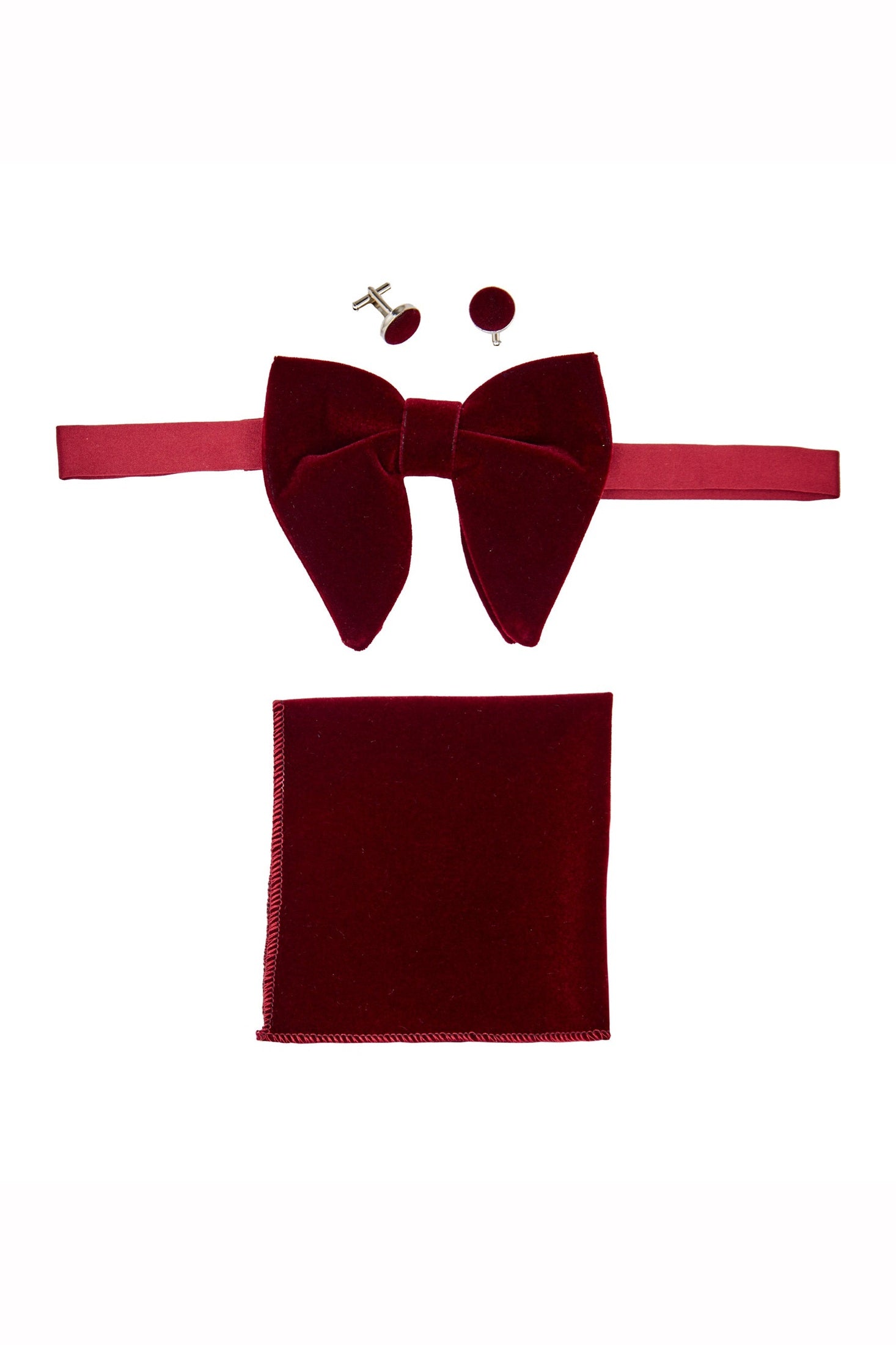 BIG MAROON VELVET BOW TIE SET