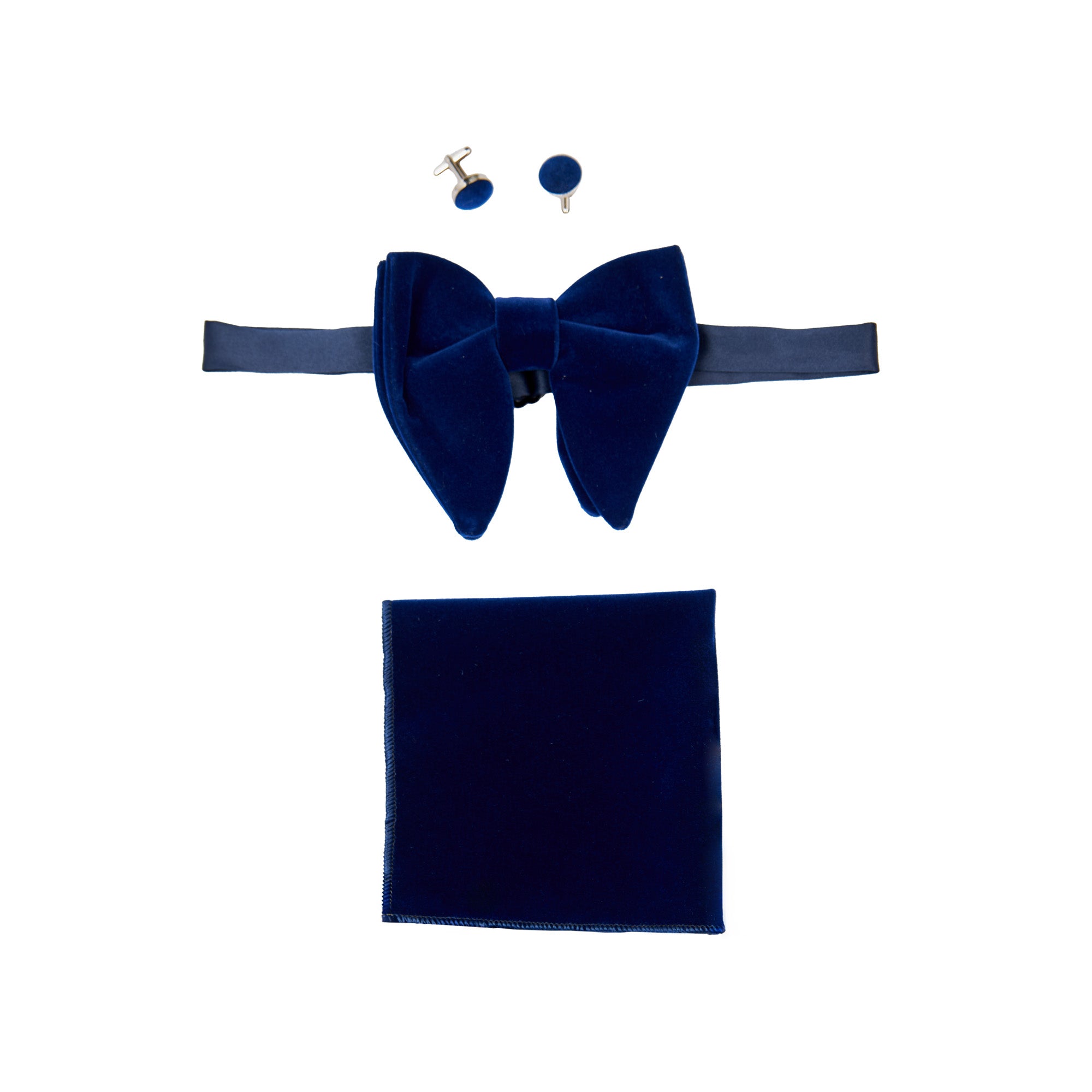 BIG NAVY VELVET BOW TIE SET