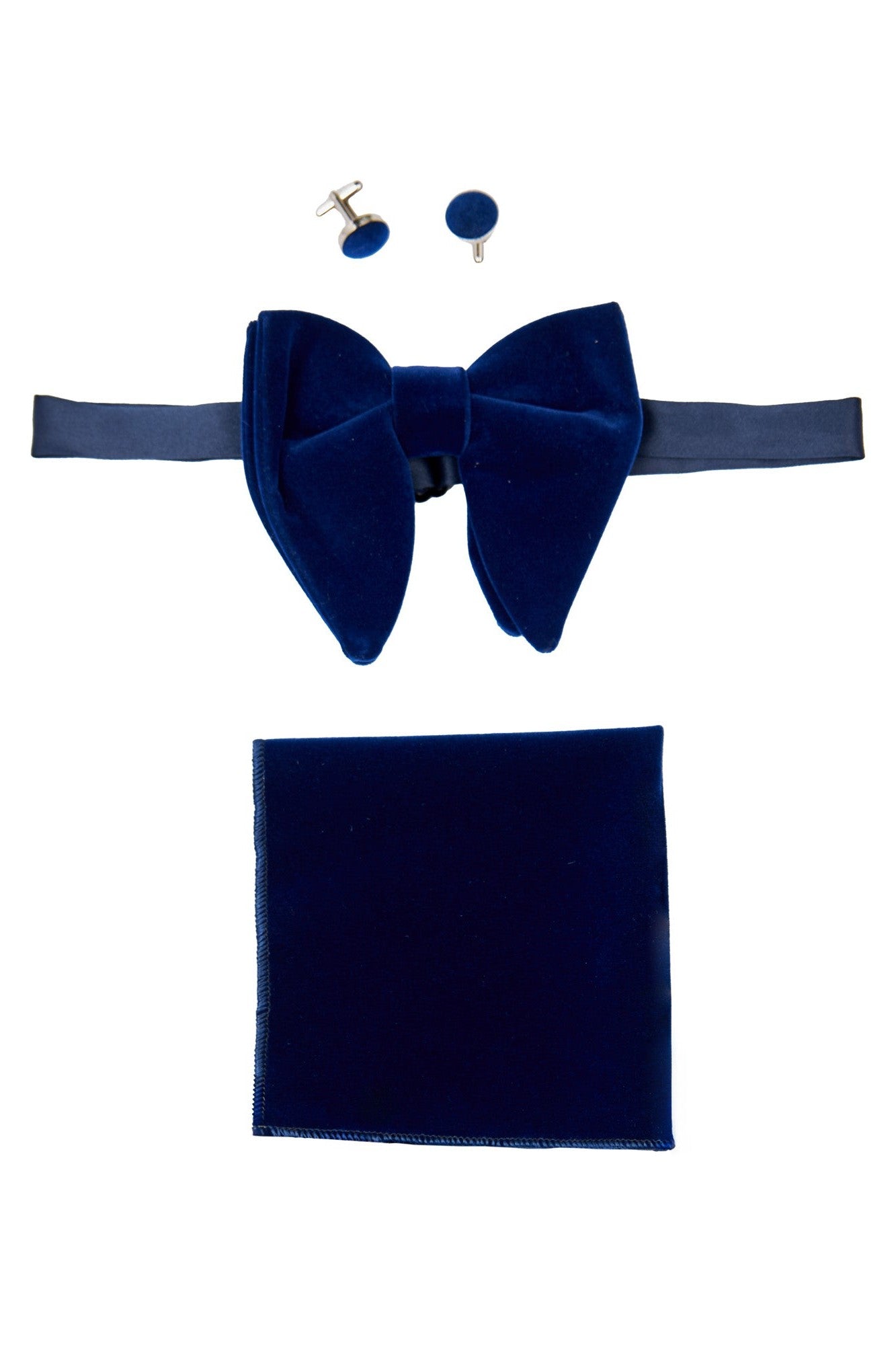 BIG NAVY VELVET BOW TIE SET