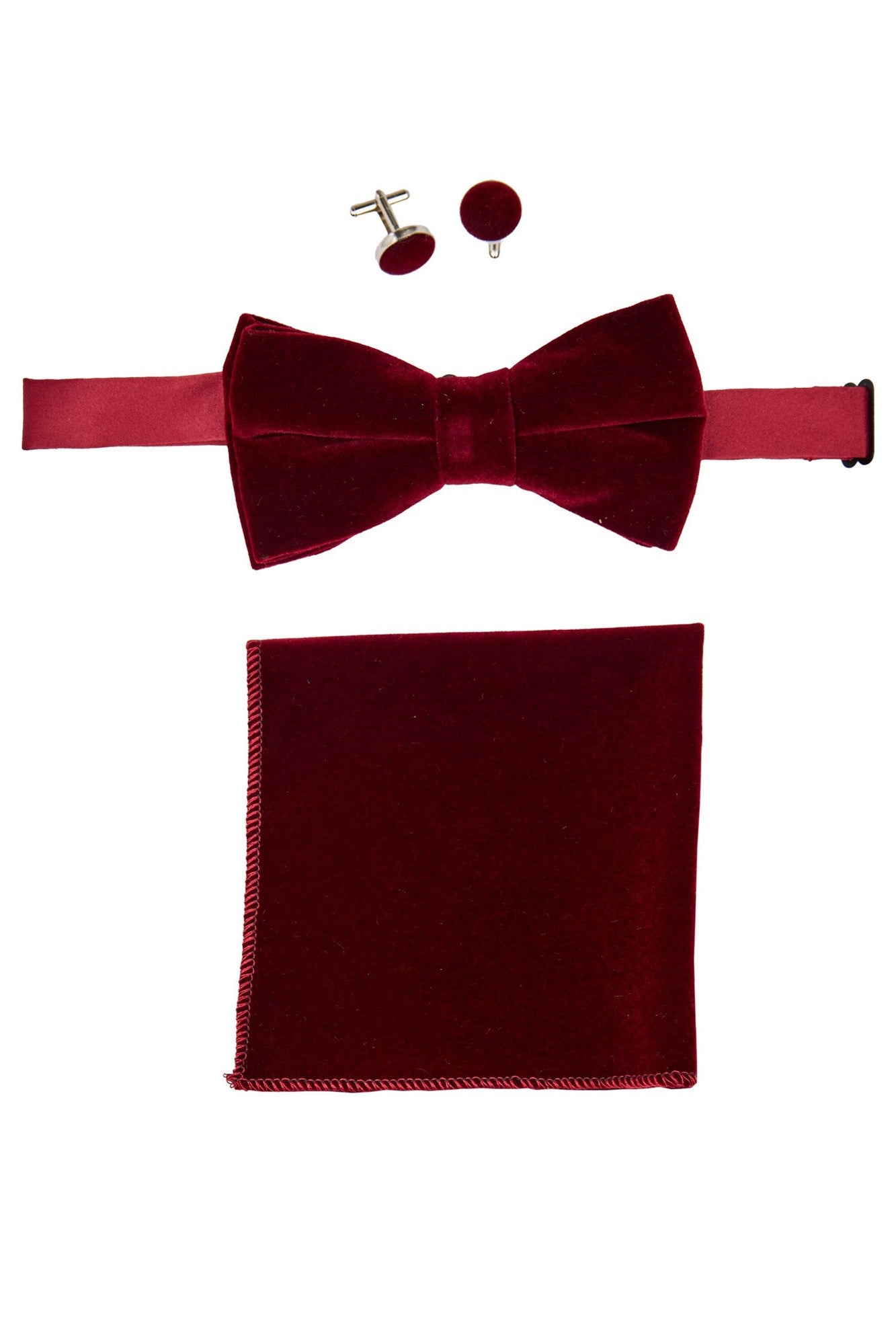 MAROON VELVET BOW TIE SET