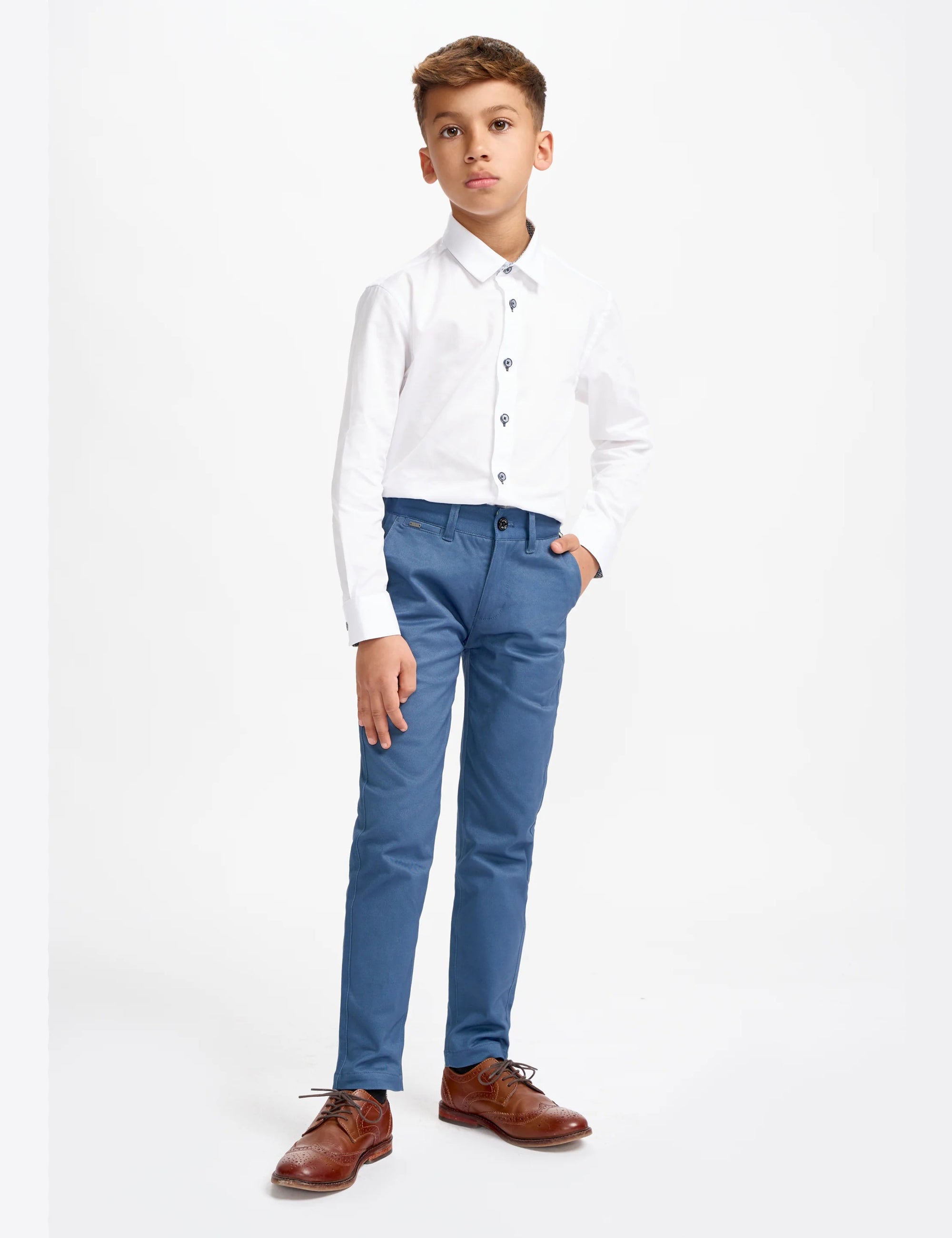 Cavani – Boys Cotton Chinos Trousers in Cobalt Blue