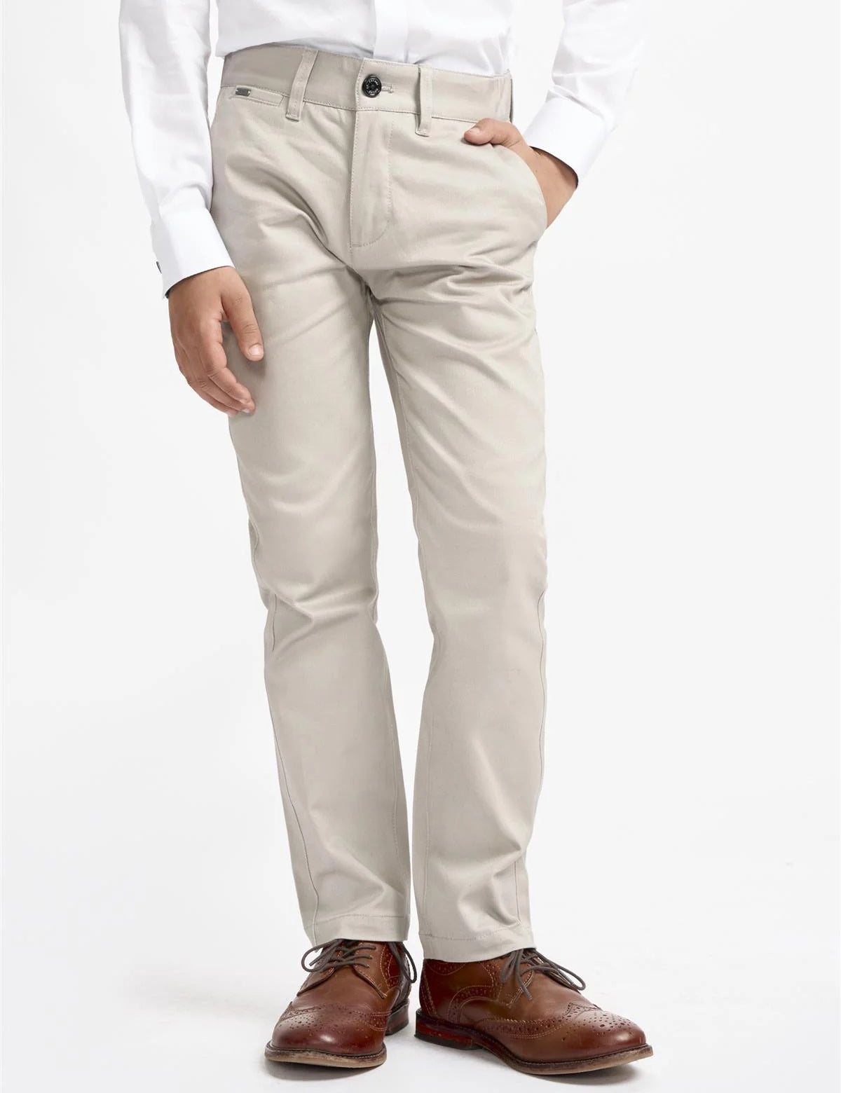 Cavani – Boys Cotton Chinos Trousers in Slate Beige