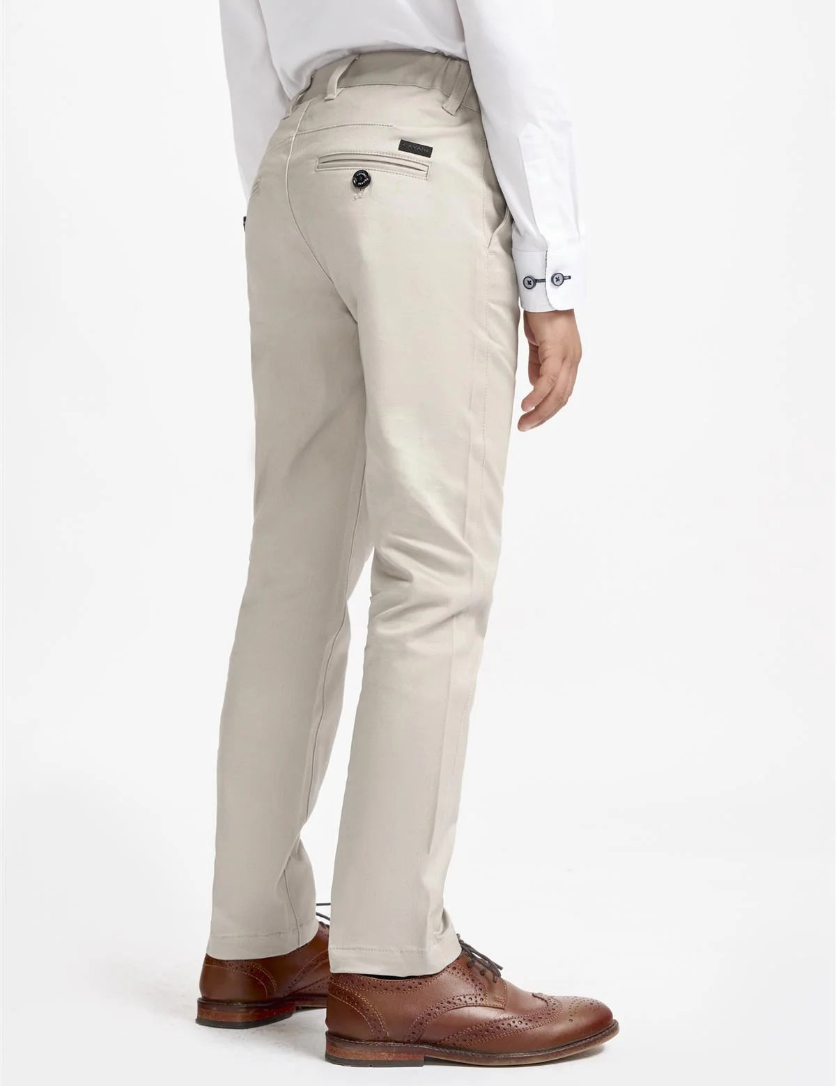 Cavani – Boys Cotton Chinos Trousers in Slate Beige