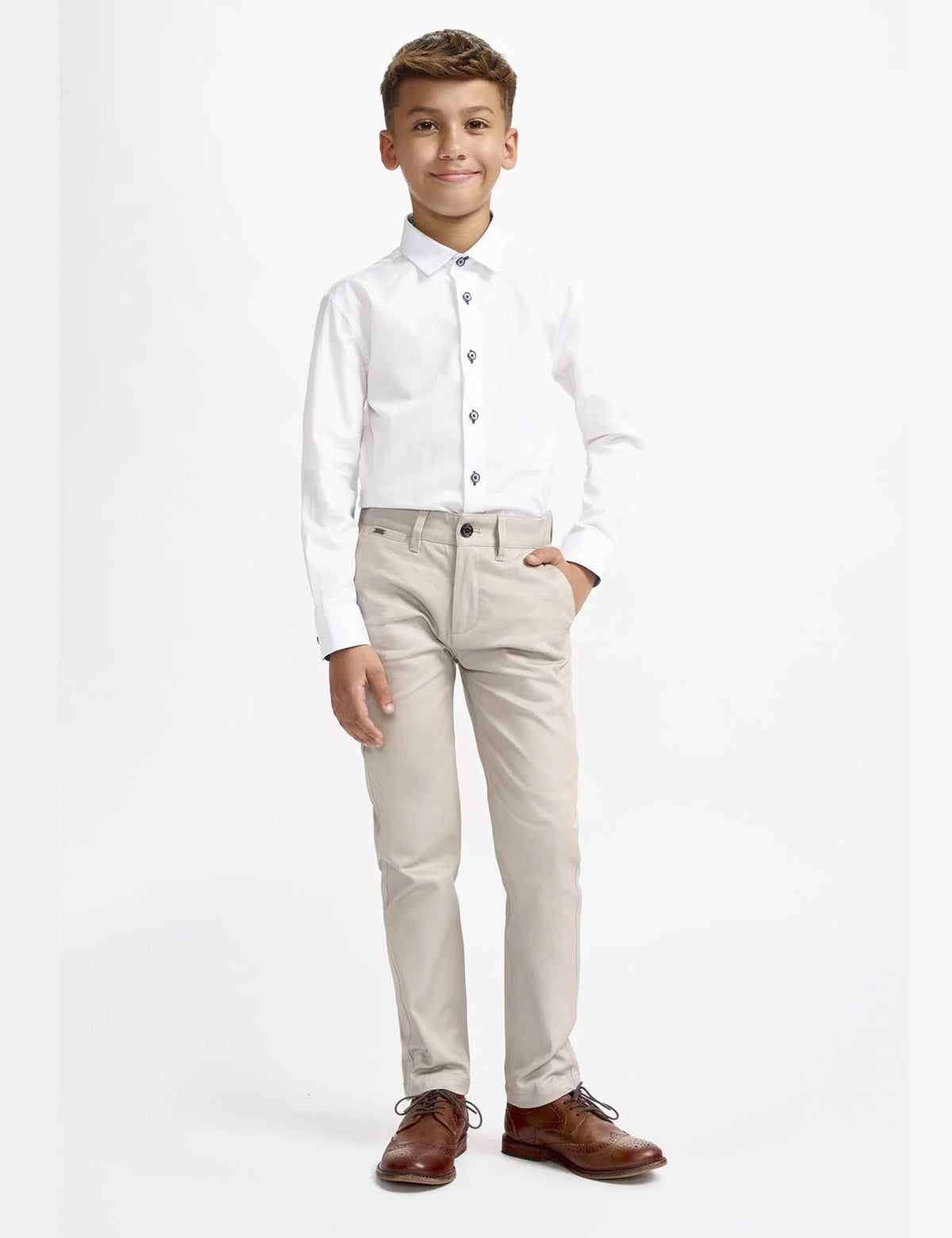 Cavani – Boys Cotton Chinos Trousers in Slate Beige