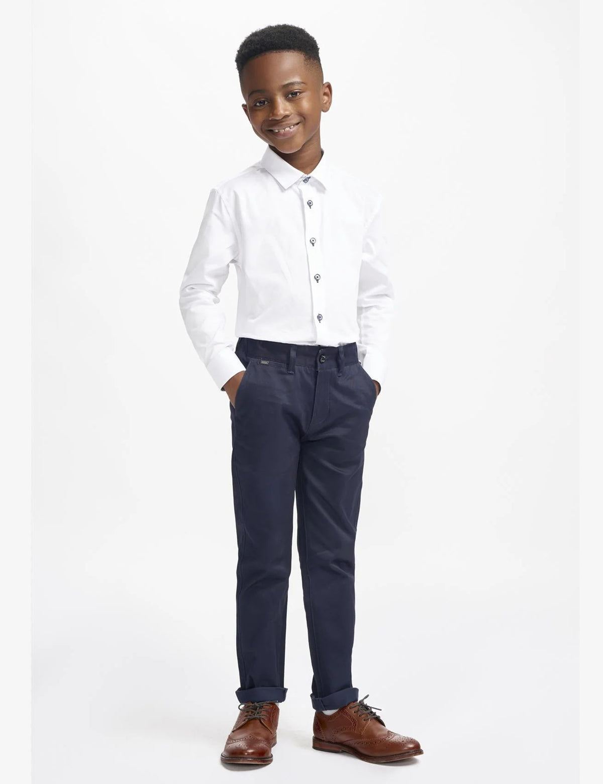 Cavani – Boys Cotton Chinos Trousers in Navy Blue