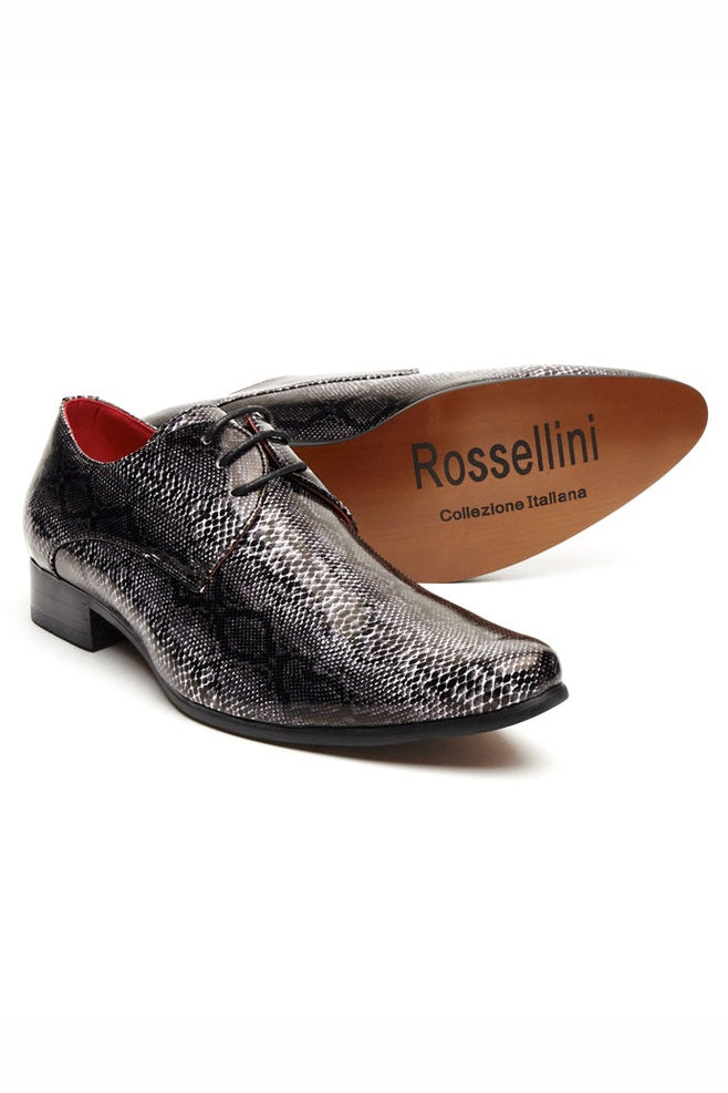 BLACK PRINTED LACE UP SHOES