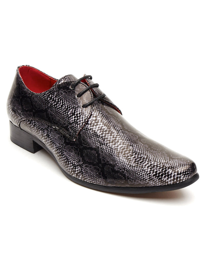 BLACK PRINTED LACE UP SHOES