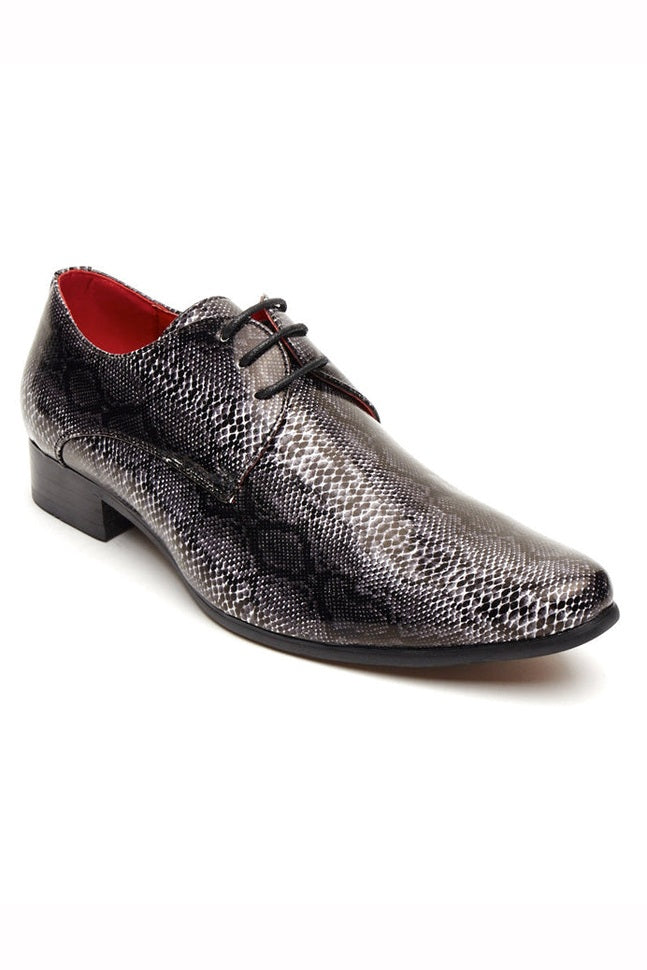 BLACK PRINTED LACE UP SHOES