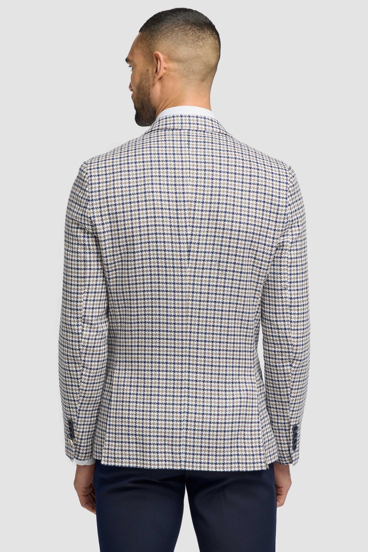 House of Cavani – Bartela Cotton Linen Houndstooth Jacket Beige CAVANI