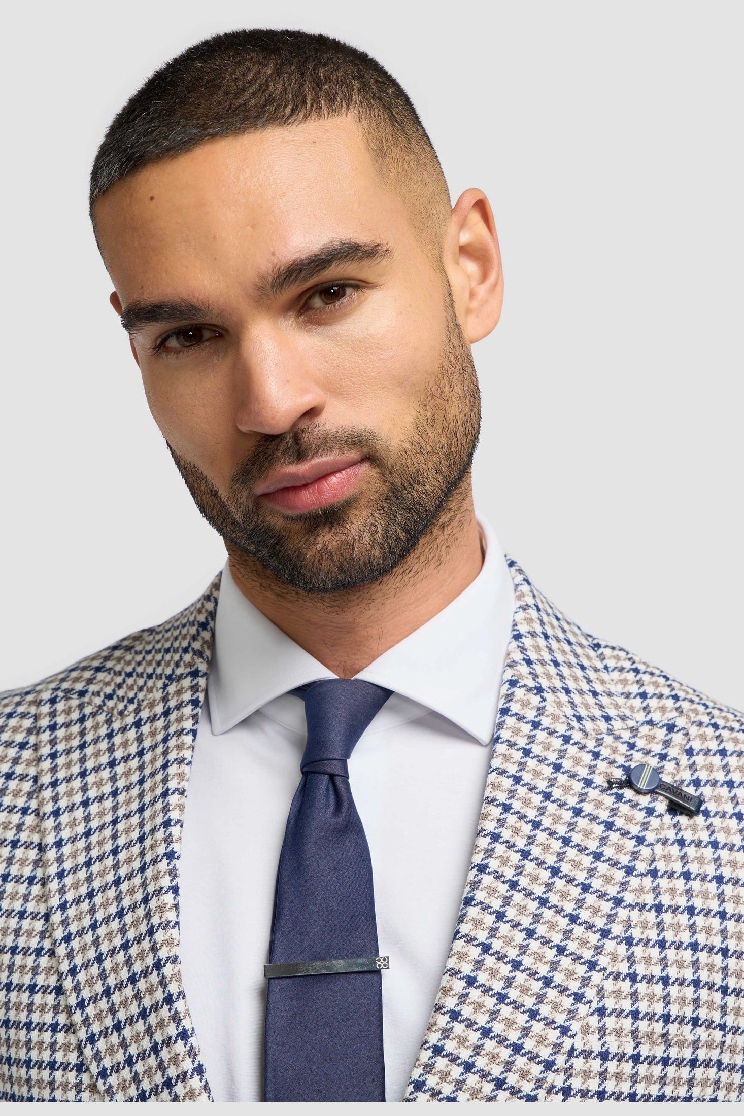 House of Cavani – Bartela Cotton Linen Houndstooth Jacket Beige CAVANI