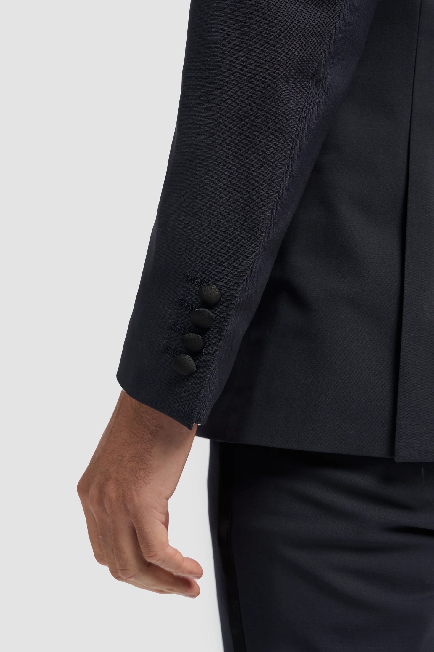 ASPEN – Midnight Navy Wool Blend Tuxedo Jacket