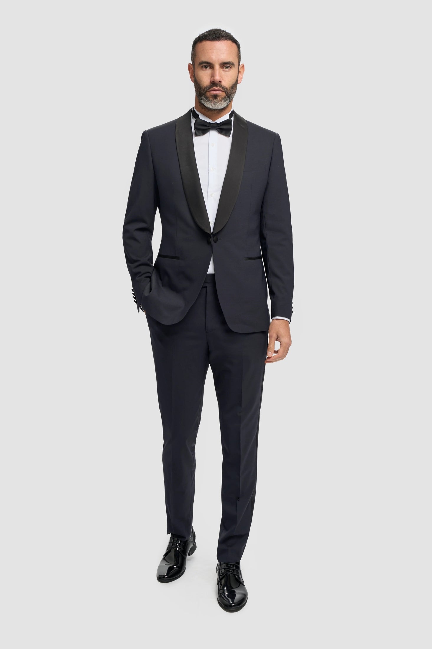 ASPEN – Midnight Navy Wool Blend Tuxedo Jacket