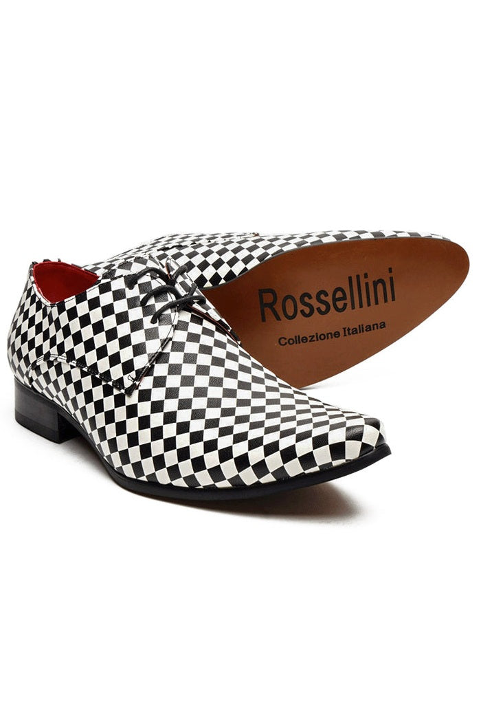 Black & White Retro Checkered Lace-up Shoes