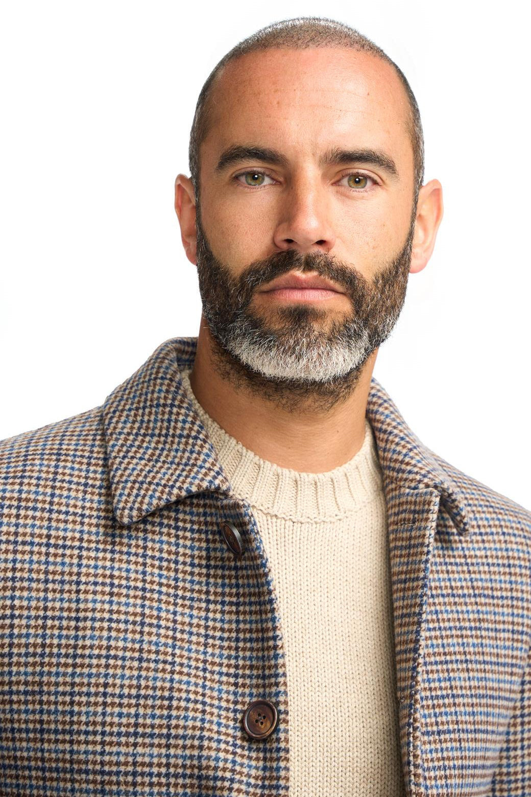 EDDIE – TAN HOUNDSTOTTH CHECK OVERCOAT CAVANI