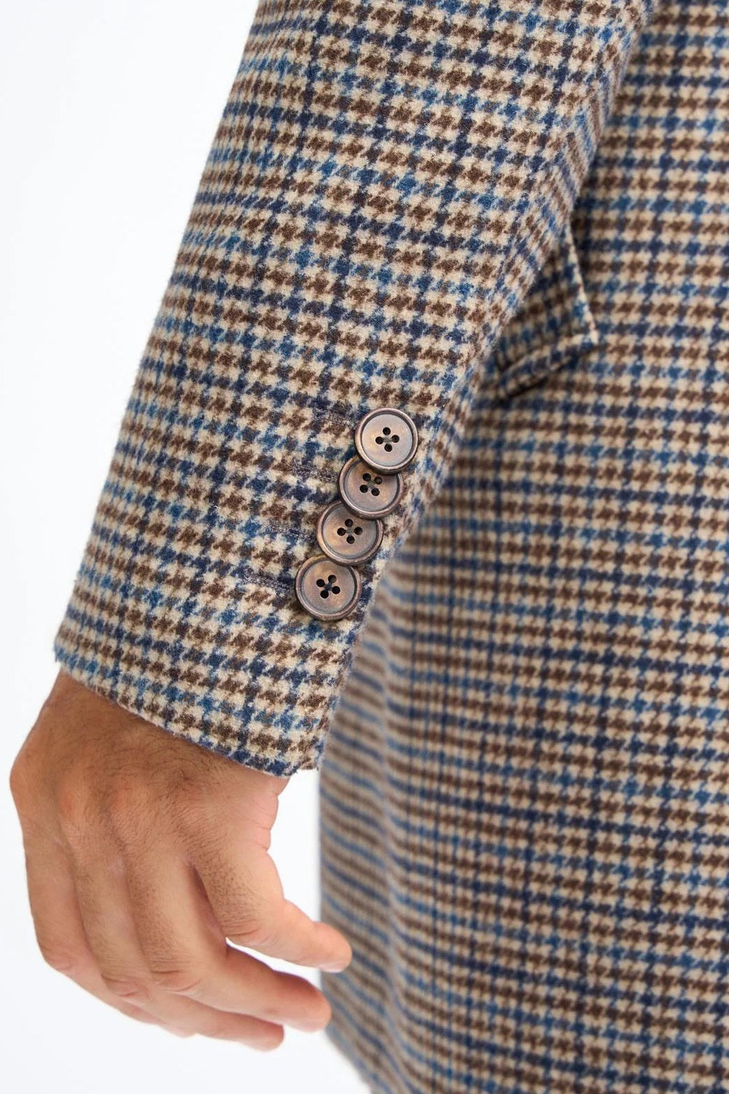 EDDIE – TAN HOUNDSTOTTH CHECK OVERCOAT CAVANI