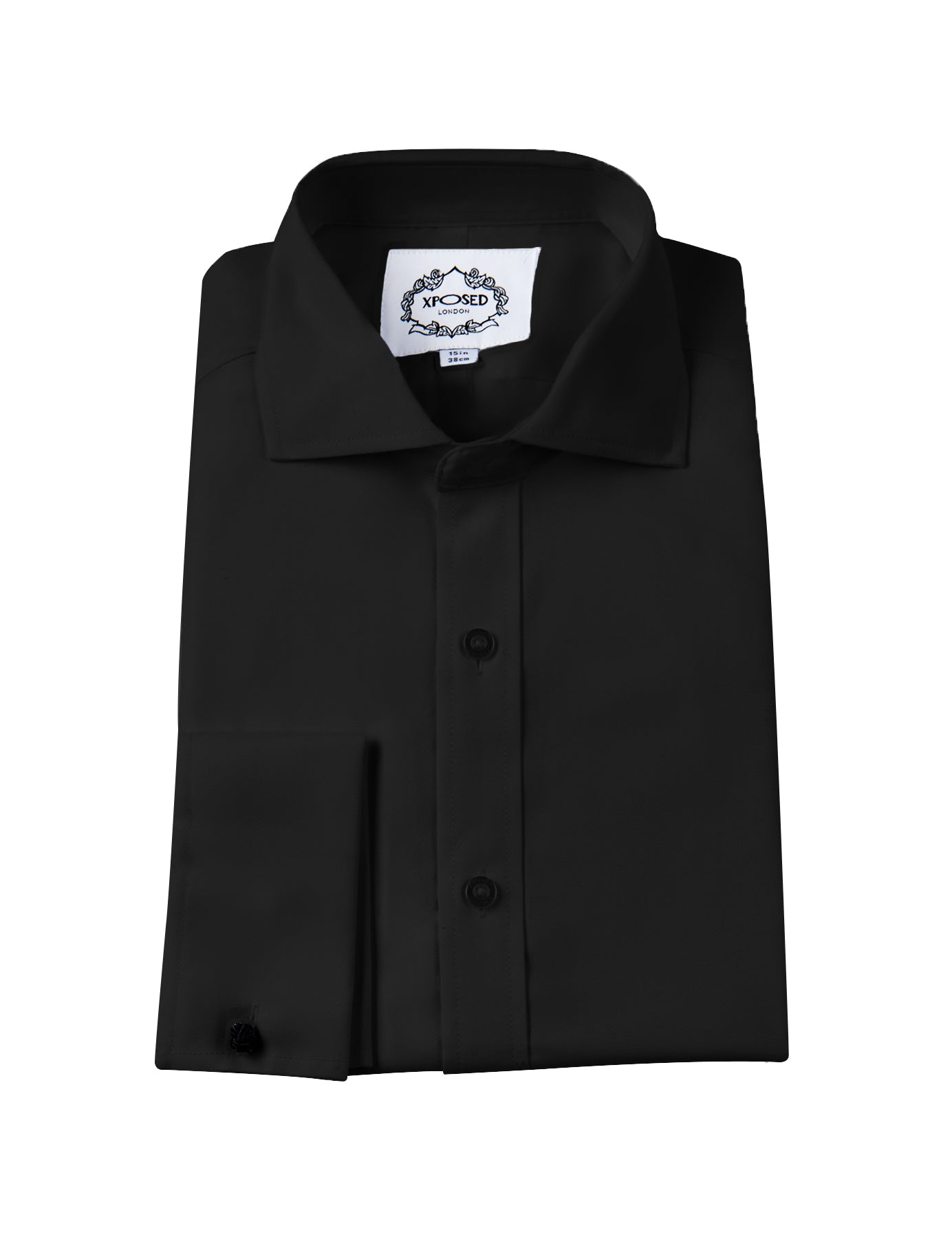 BLACK SHIRT WITH DOUBLE CUFFLINKS