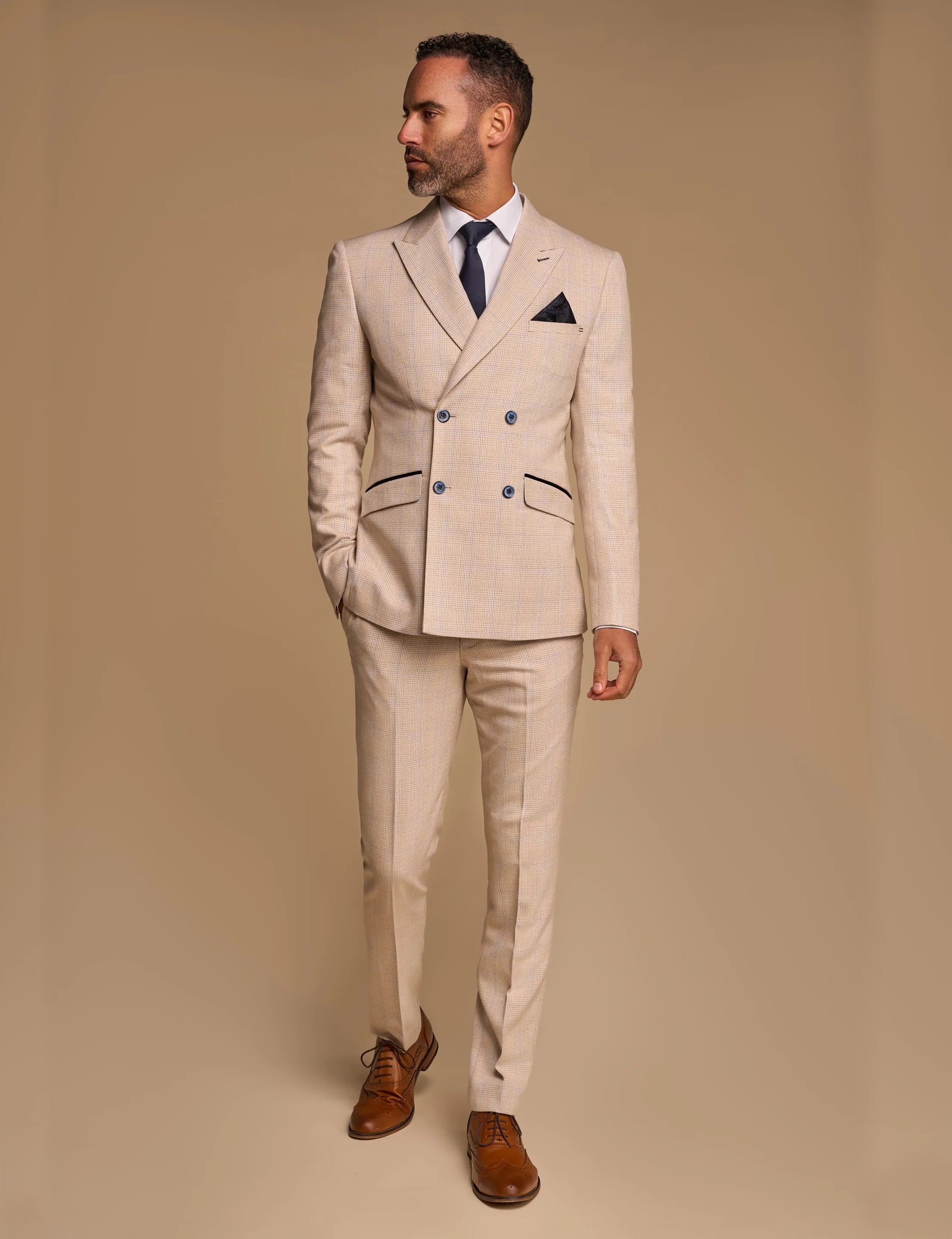 CARIDI - BEIGE 2 PIECE DOUBLE BREASTED SUIT BY CAVANI