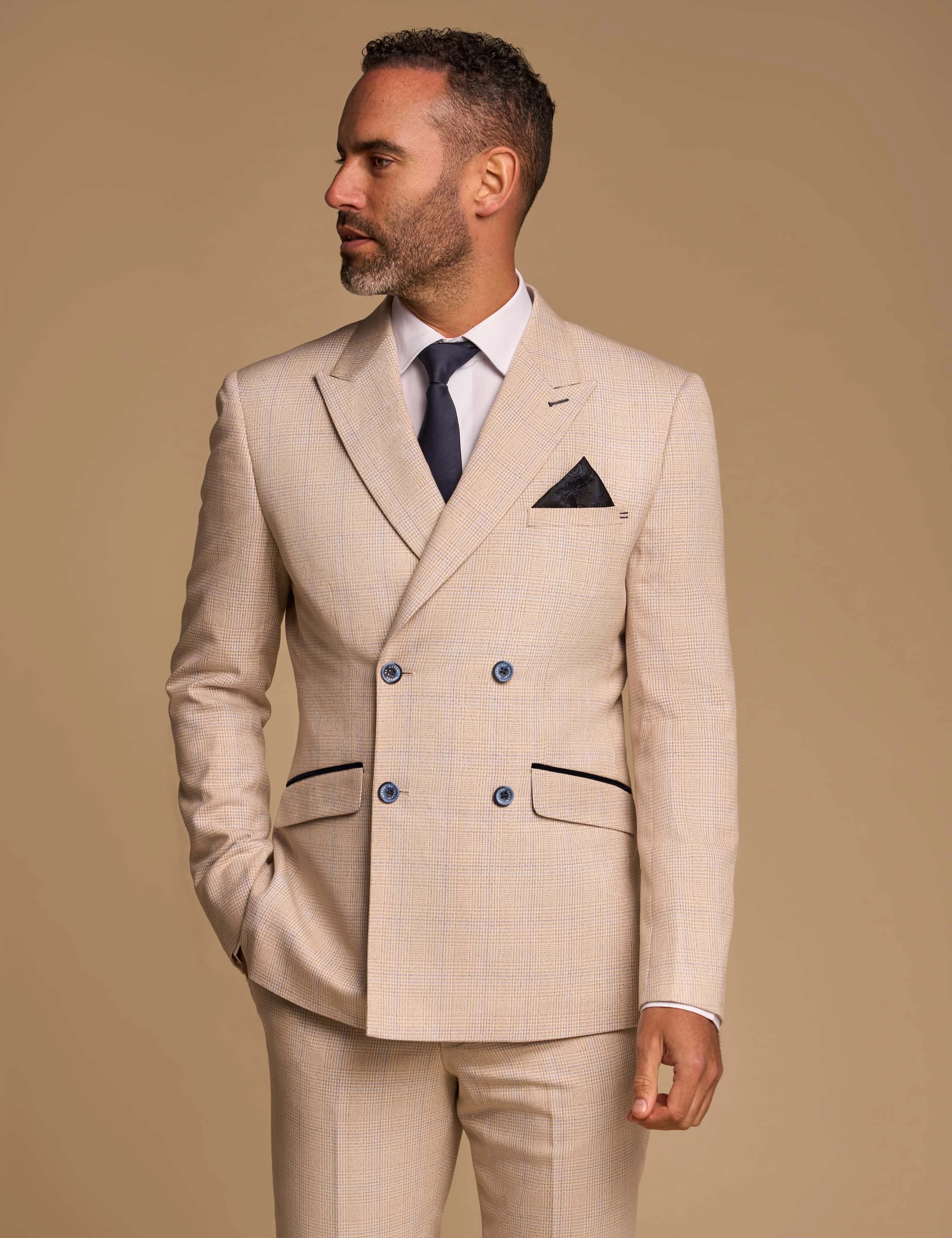 CARIDI - BEIGE 2 PIECE DOUBLE BREASTED SUIT BY CAVANI