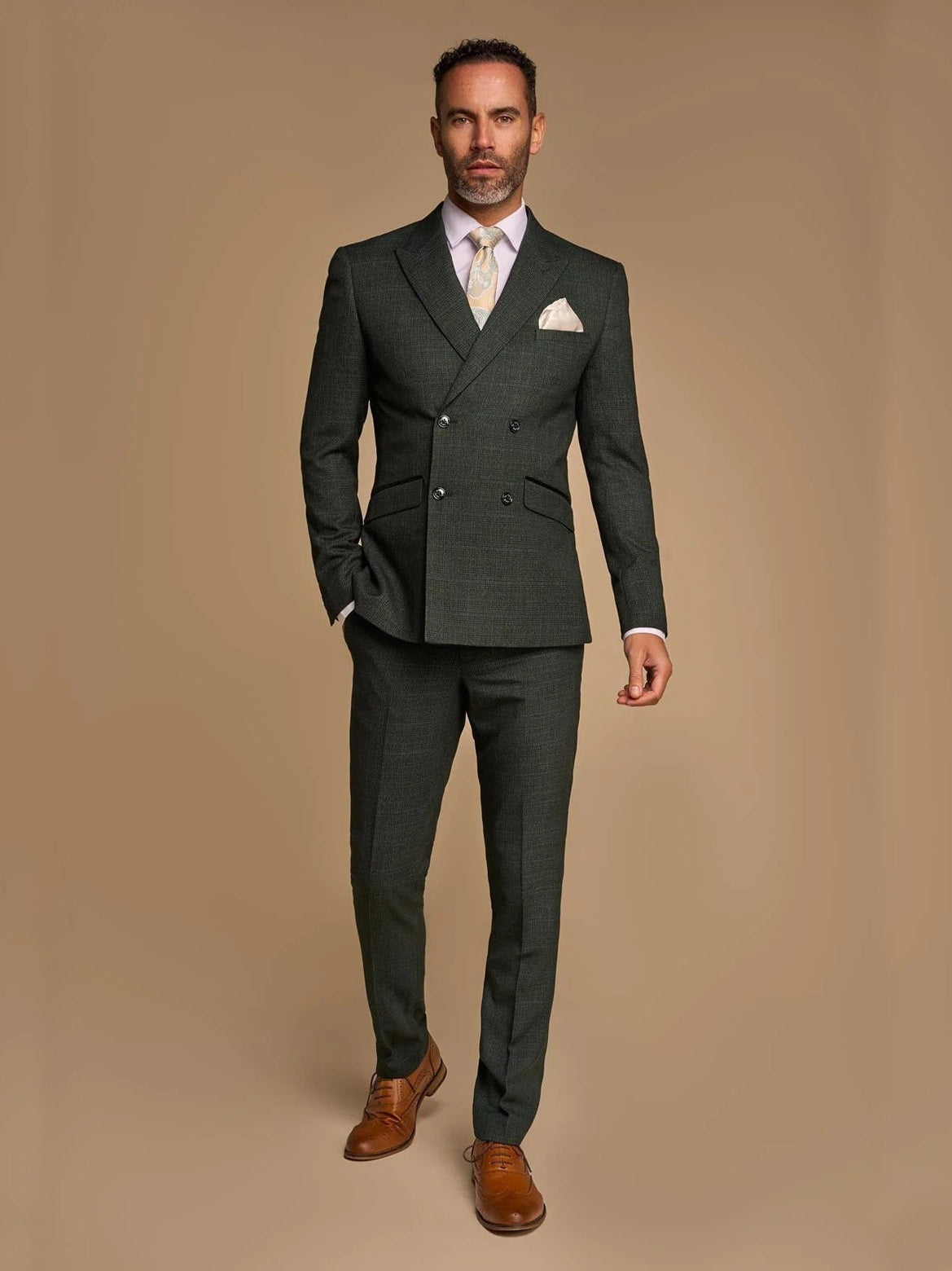 CARIDI - OLIVE 2 PIECE DOUBLE BREASTED SUIT BY CAVANI CAVANI