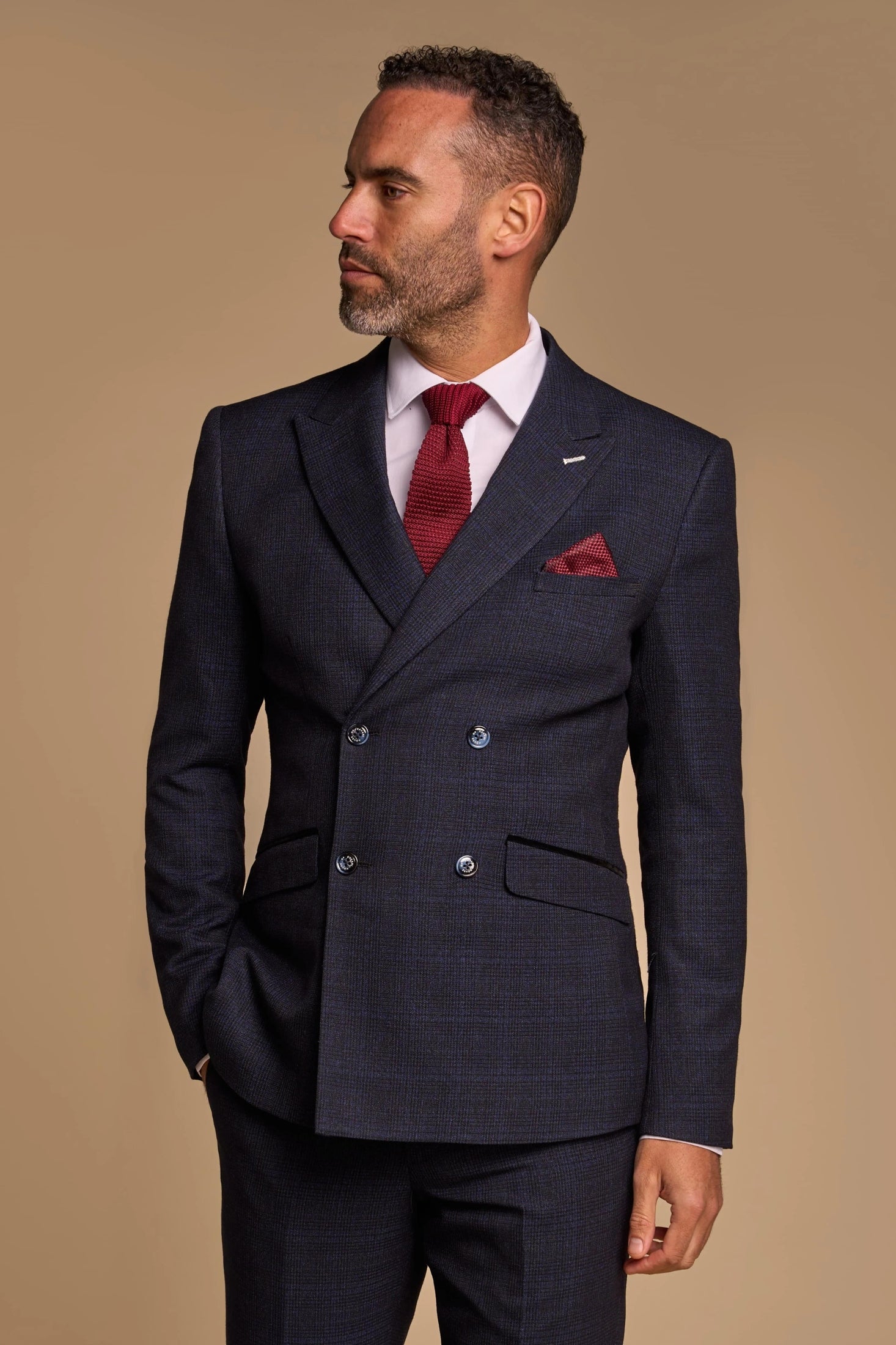 CARIDI – NAVY DOUBLE BREASTED BLAZER CAVANI
