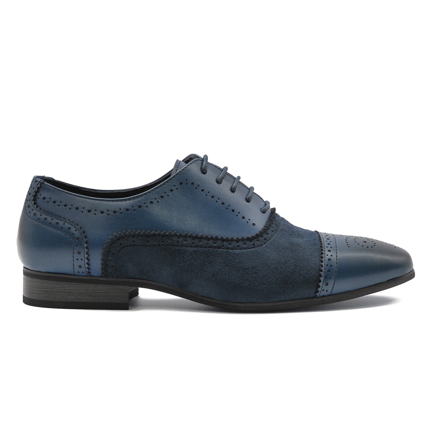 Mens Formal Brogues Navy Suede Leather shoes