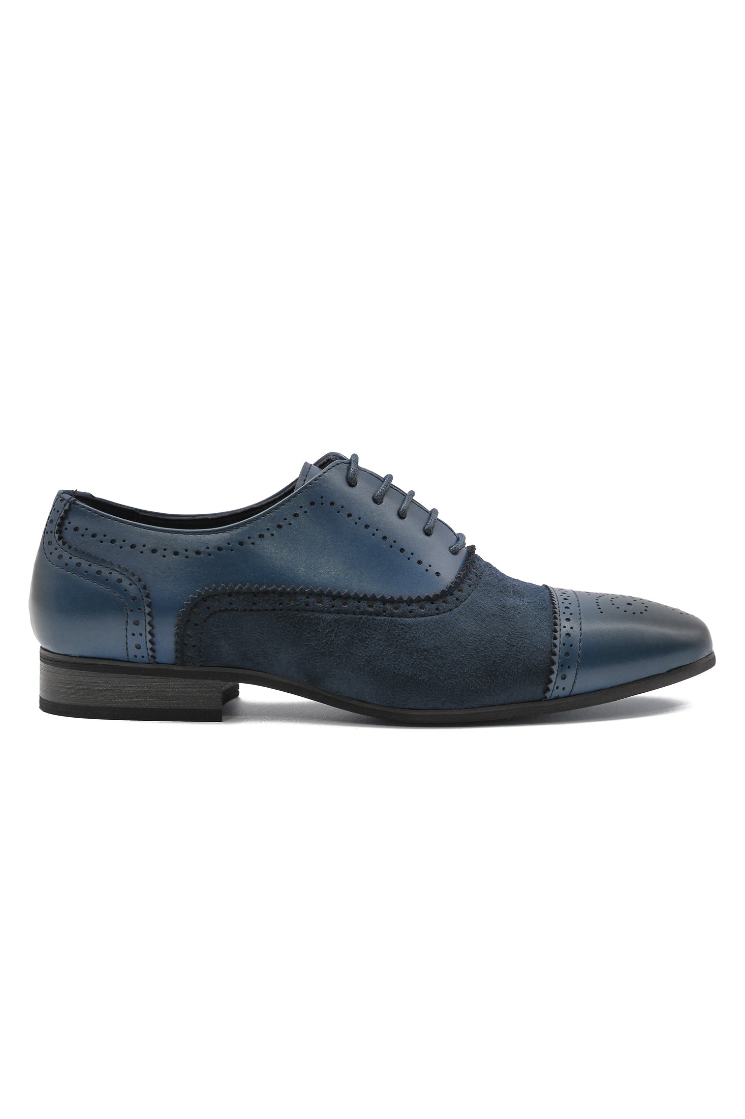 Mens Formal Brogues Navy Suede Leather shoes