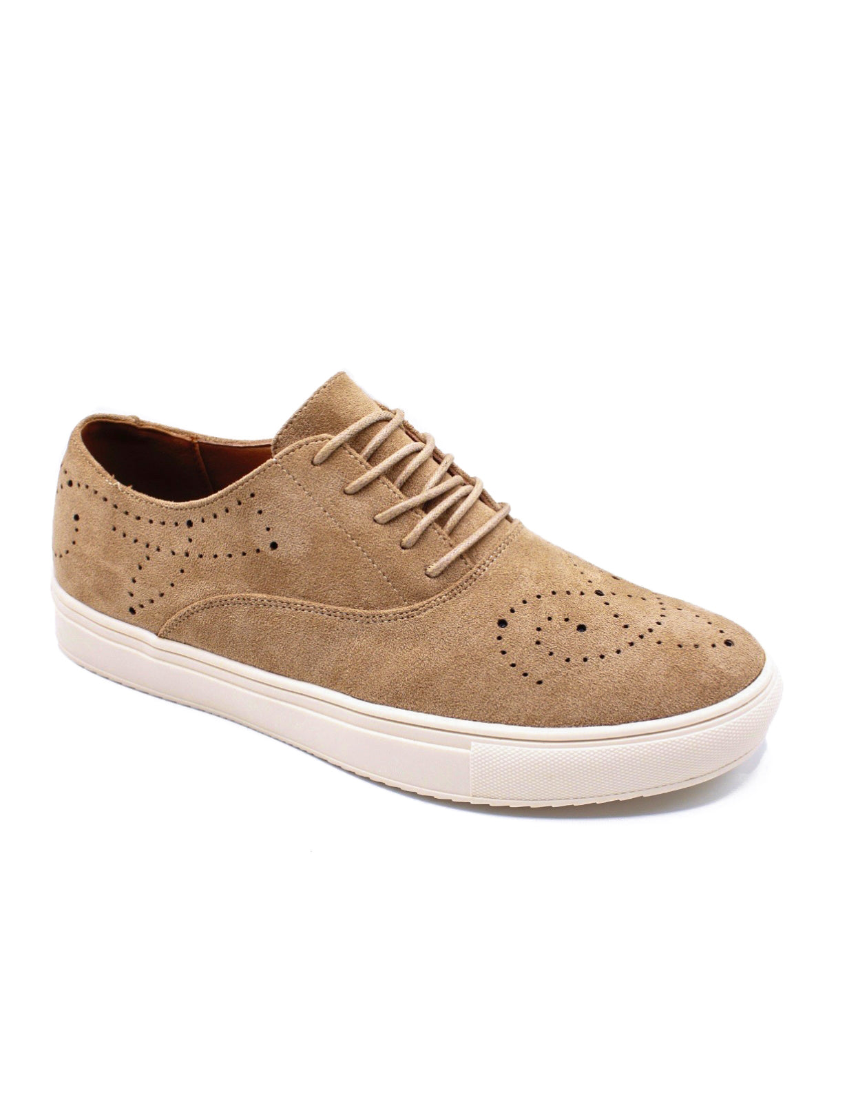 Mens Beige Suede Sports Sneaker Brogue Details